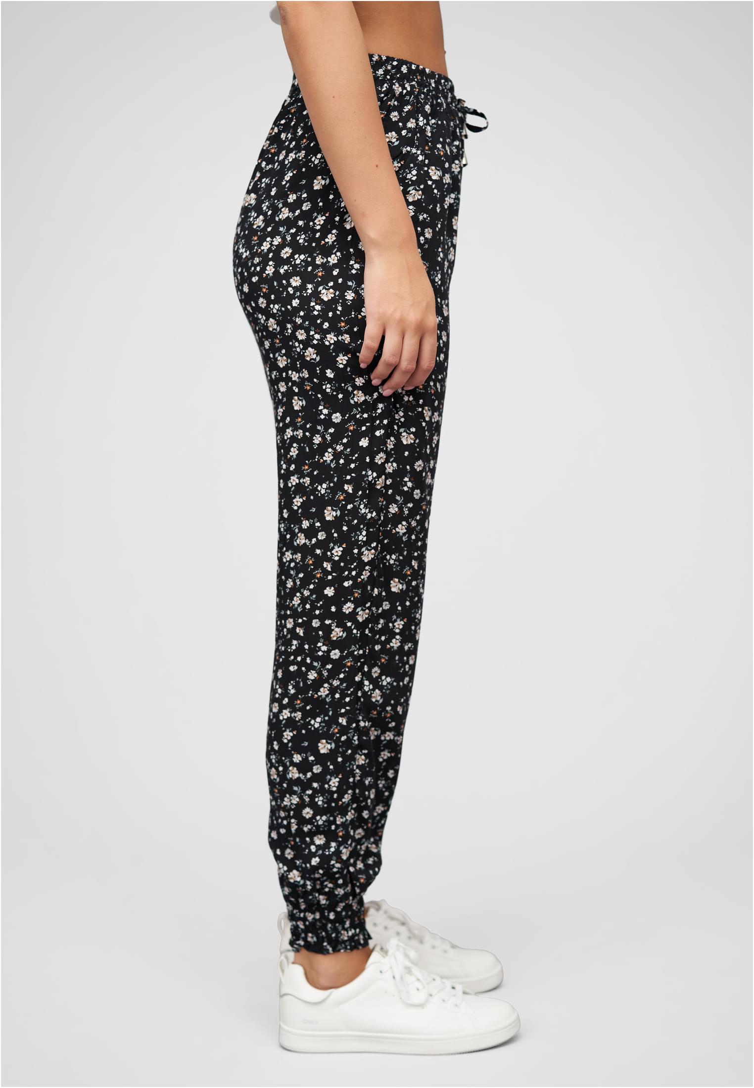 Viskose Hose mit Bündchen 2-Pockets & Floralem Print black/white L - variant image 3
