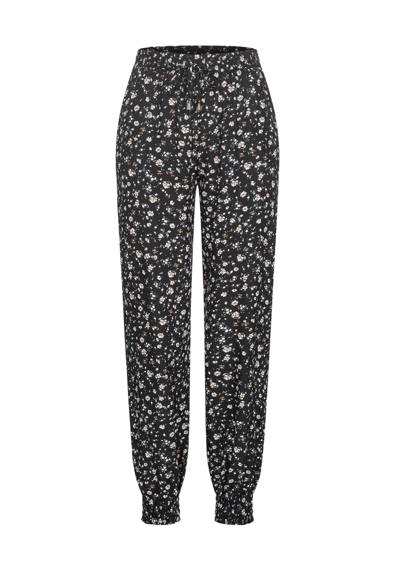 Viskose Hose mit Bündchen 2-Pockets & Floralem Print black/white L - variant image 6
