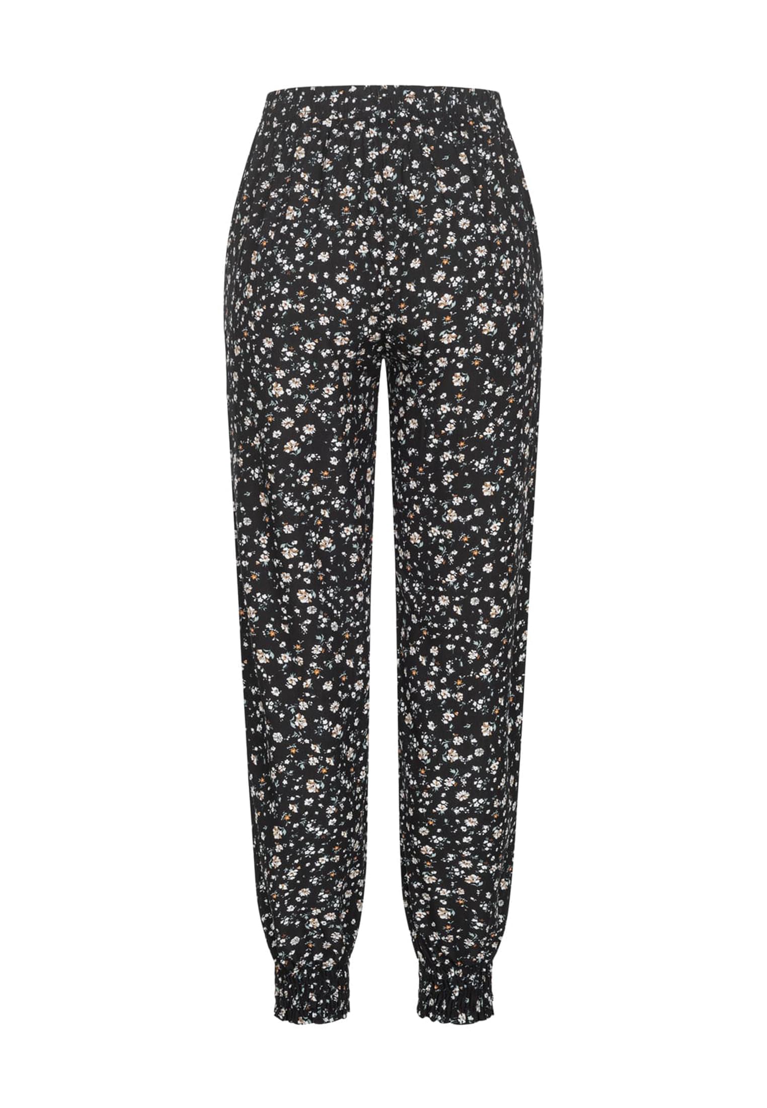Viskose Hose mit Bündchen 2-Pockets & Floralem Print black/white L - variant image 7