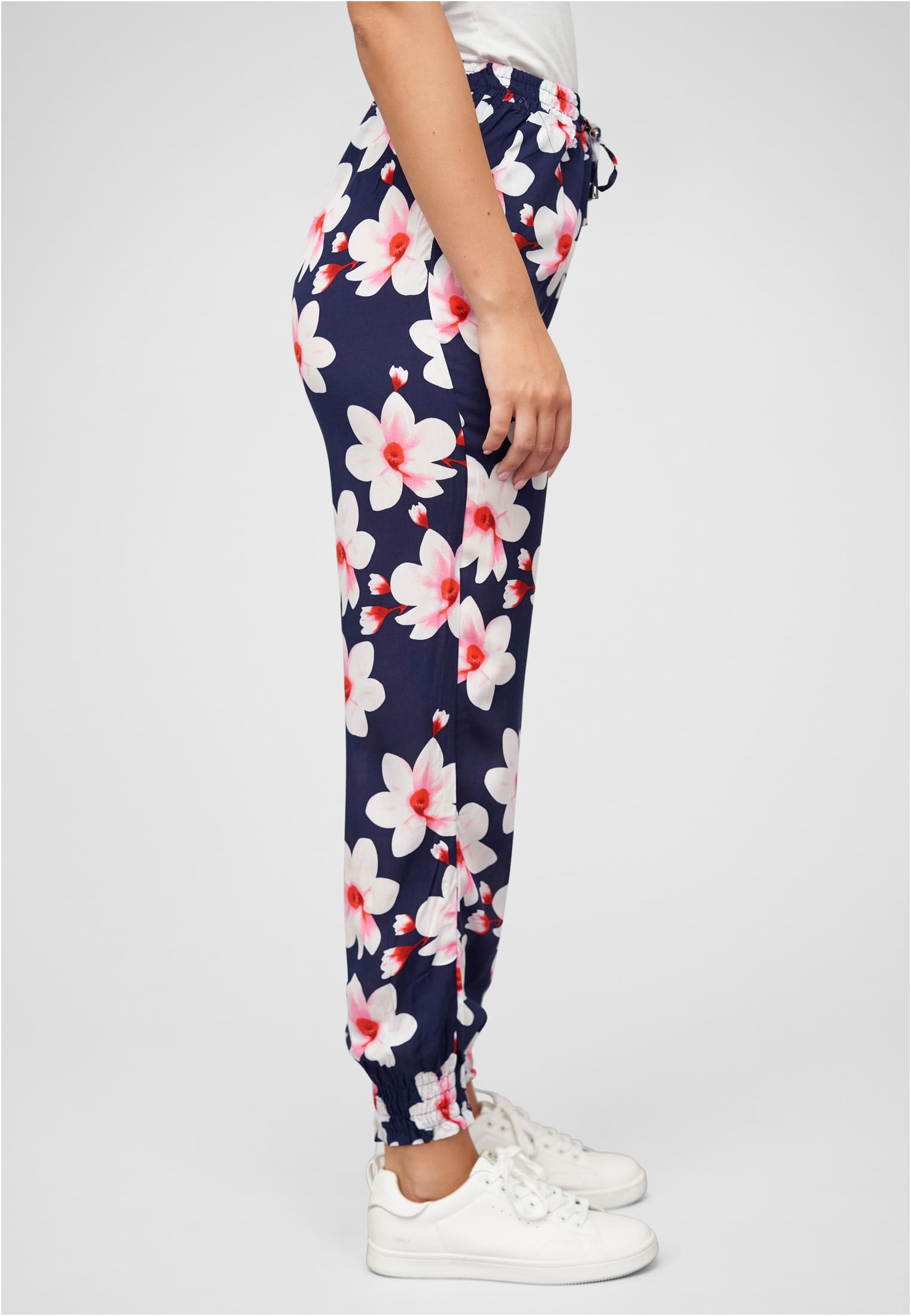 Viskose Hose mit Bündchen 2-Pockets & Big Flowers navy L - variant image 3