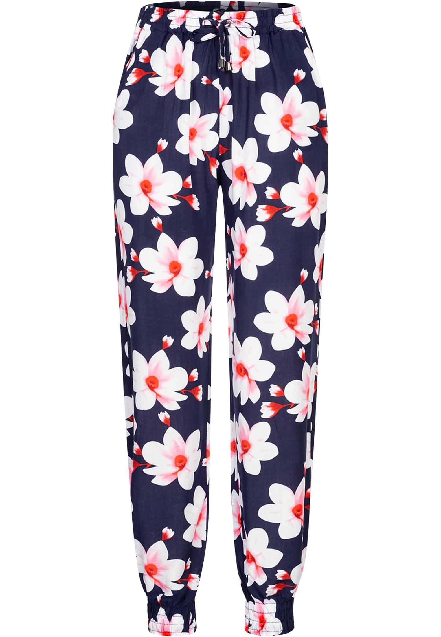 Viskose Hose mit Bündchen 2-Pockets & Big Flowers navy L - variant image 6