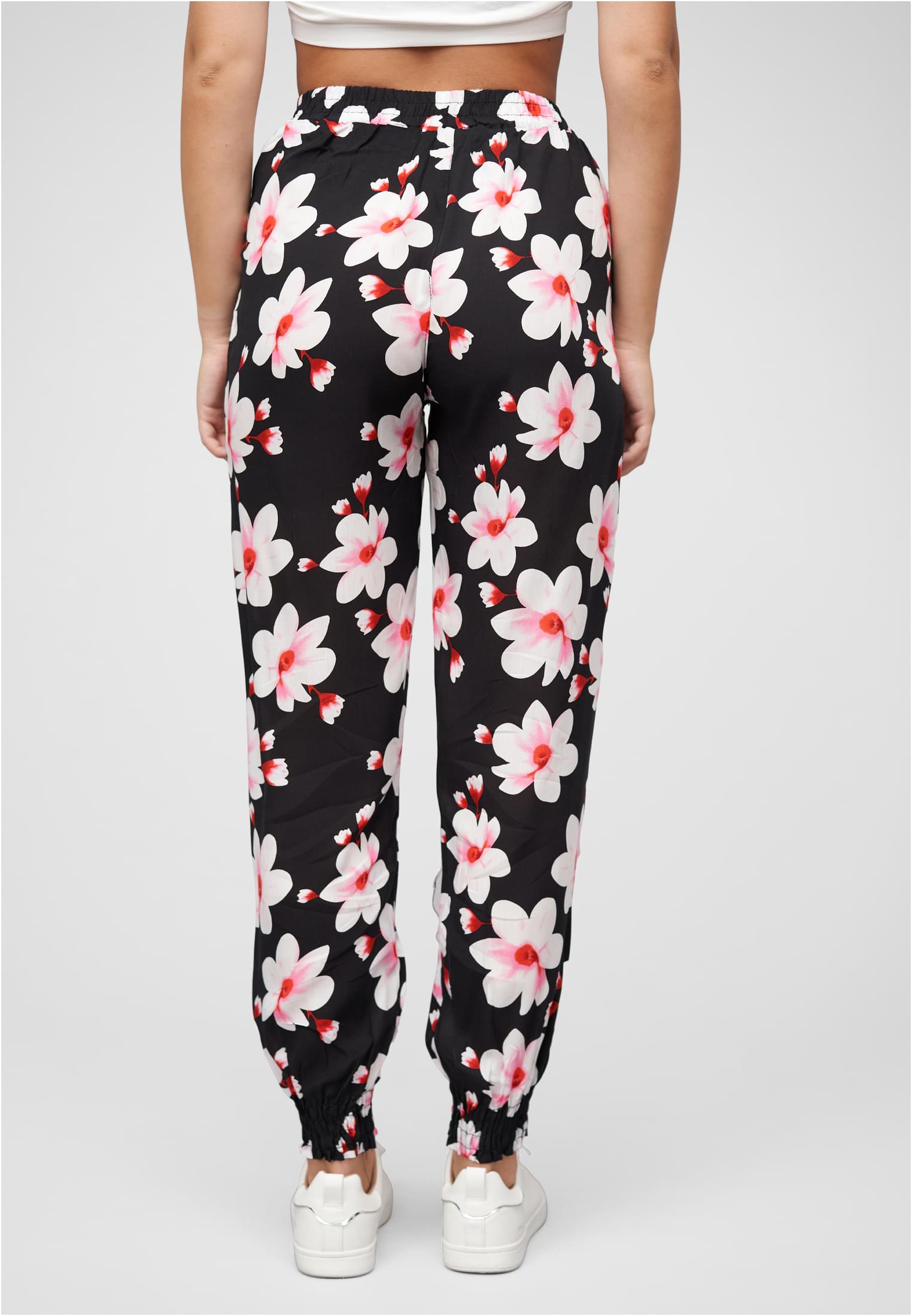 Viskose Hose mit Bündchen 2-Pockets & Big Flowers black/rose L - variant image 2
