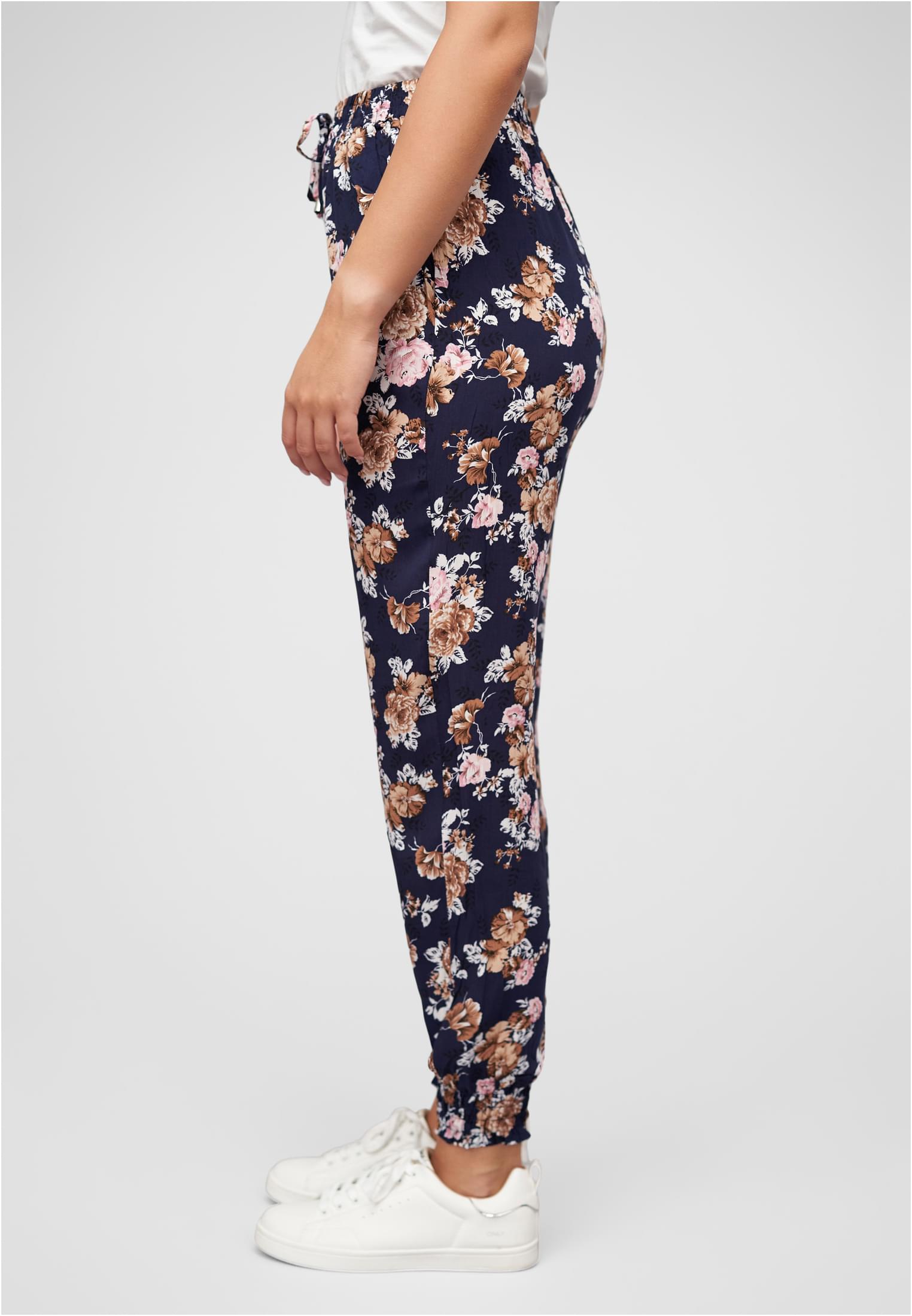 Viskose Hose mit Bündchen 2-Pockets & Rosen Print navy L - variant image 1