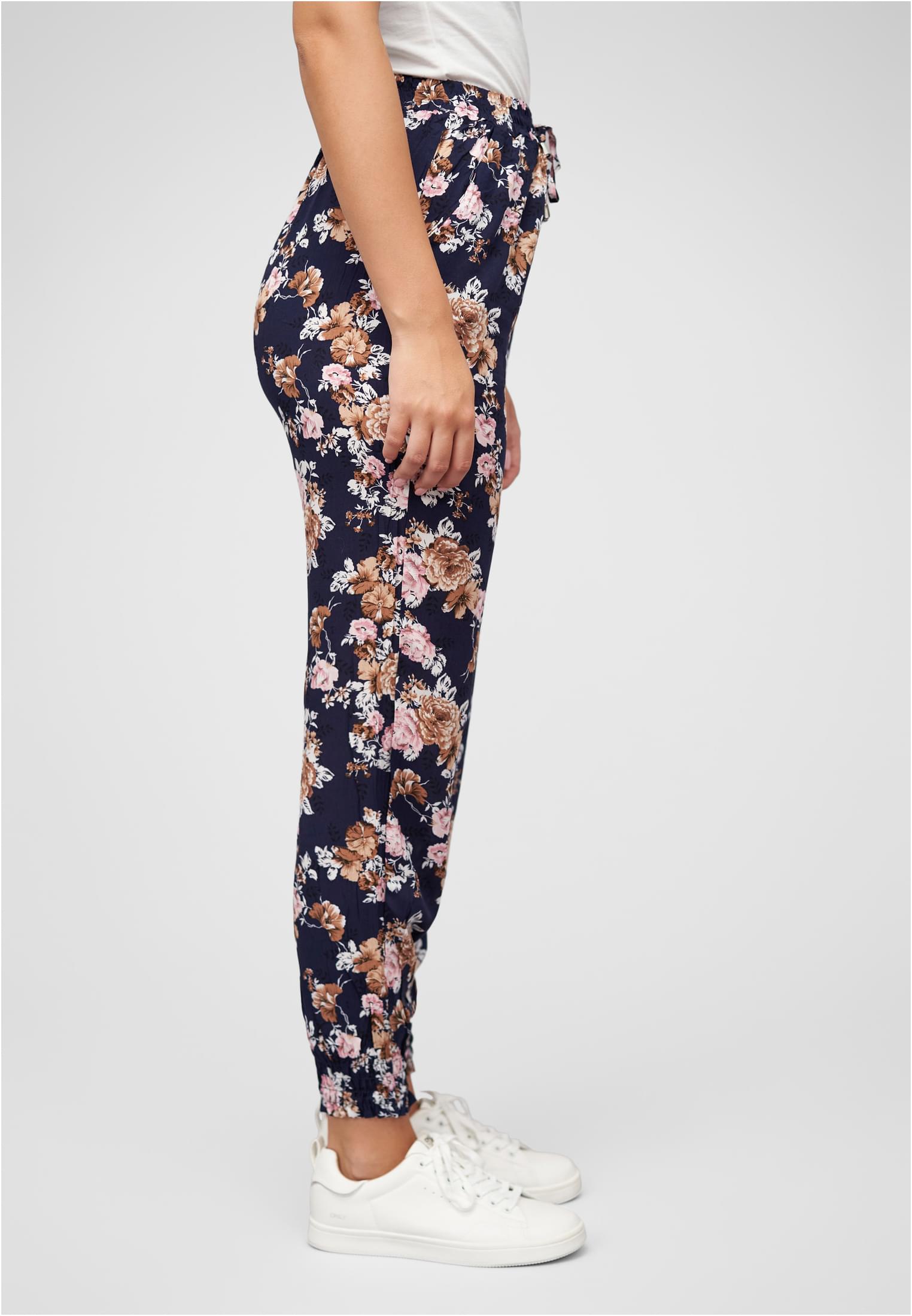 Viskose Hose mit Bündchen 2-Pockets & Rosen Print navy L - variant image 3