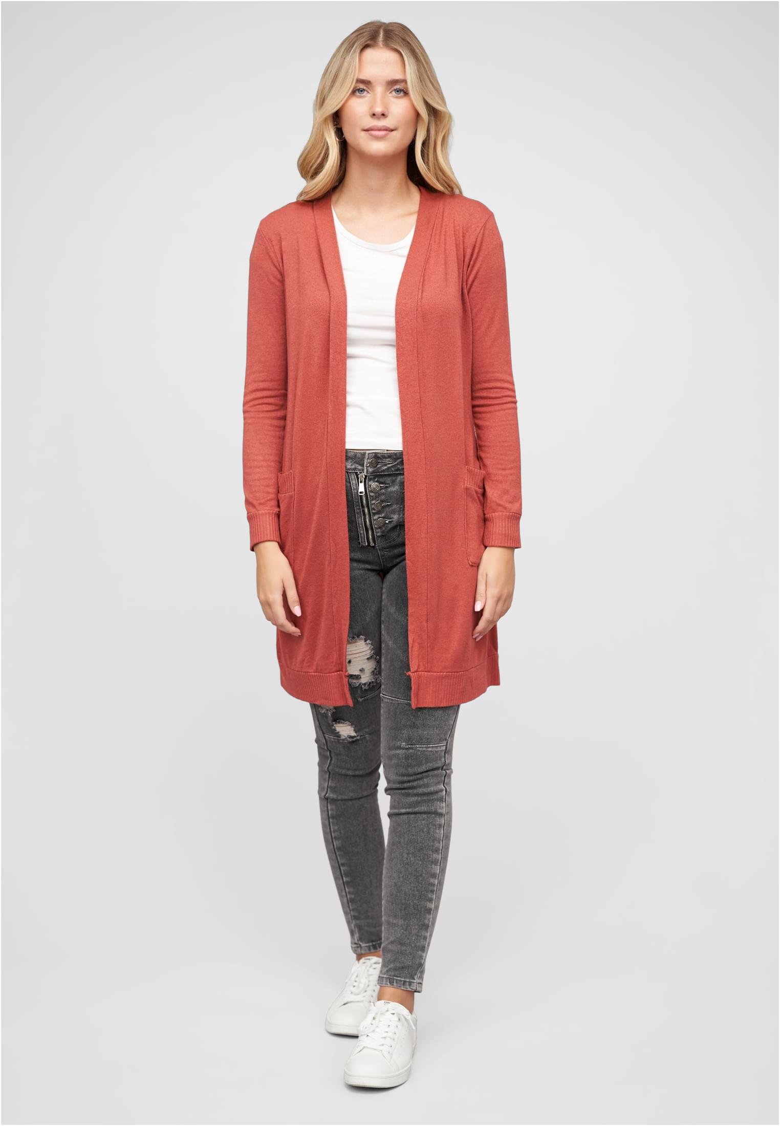 Longform Viskose Cardigan mit 2 seitl. Taschen brown L - variant image 4