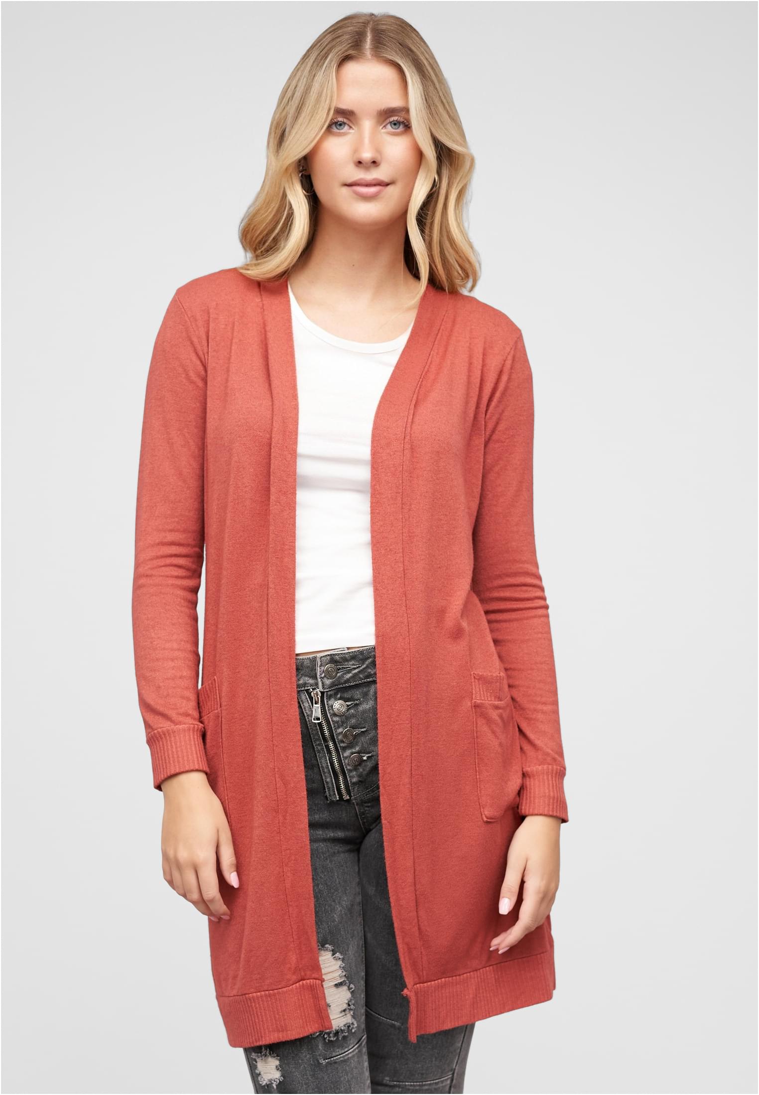 Longform Viskose Cardigan mit 2 seitl. Taschen brown L - alternate variant 1