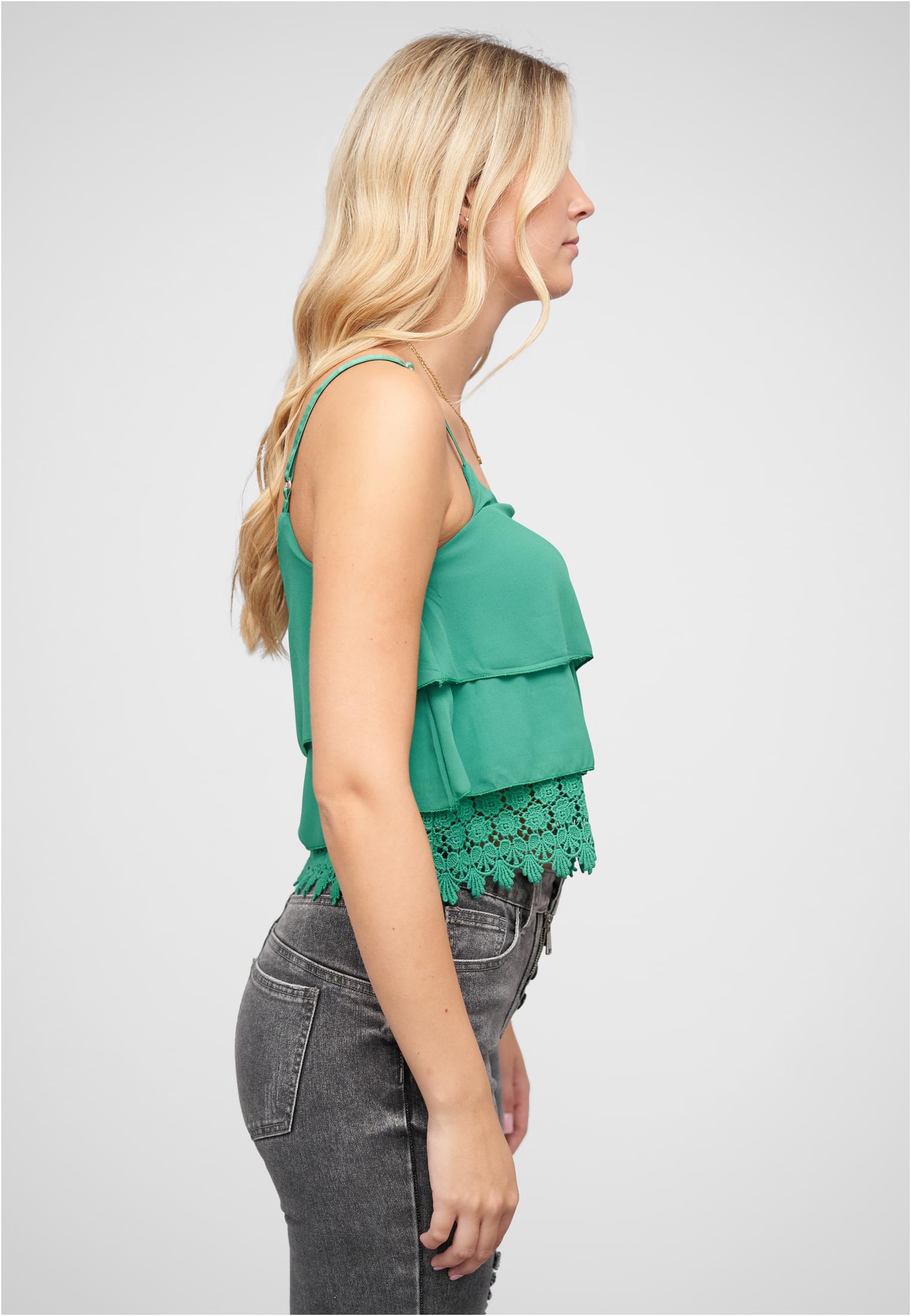 Chiffon Stufen Top mit Spitze 3-lagig dark green L - variant image 3