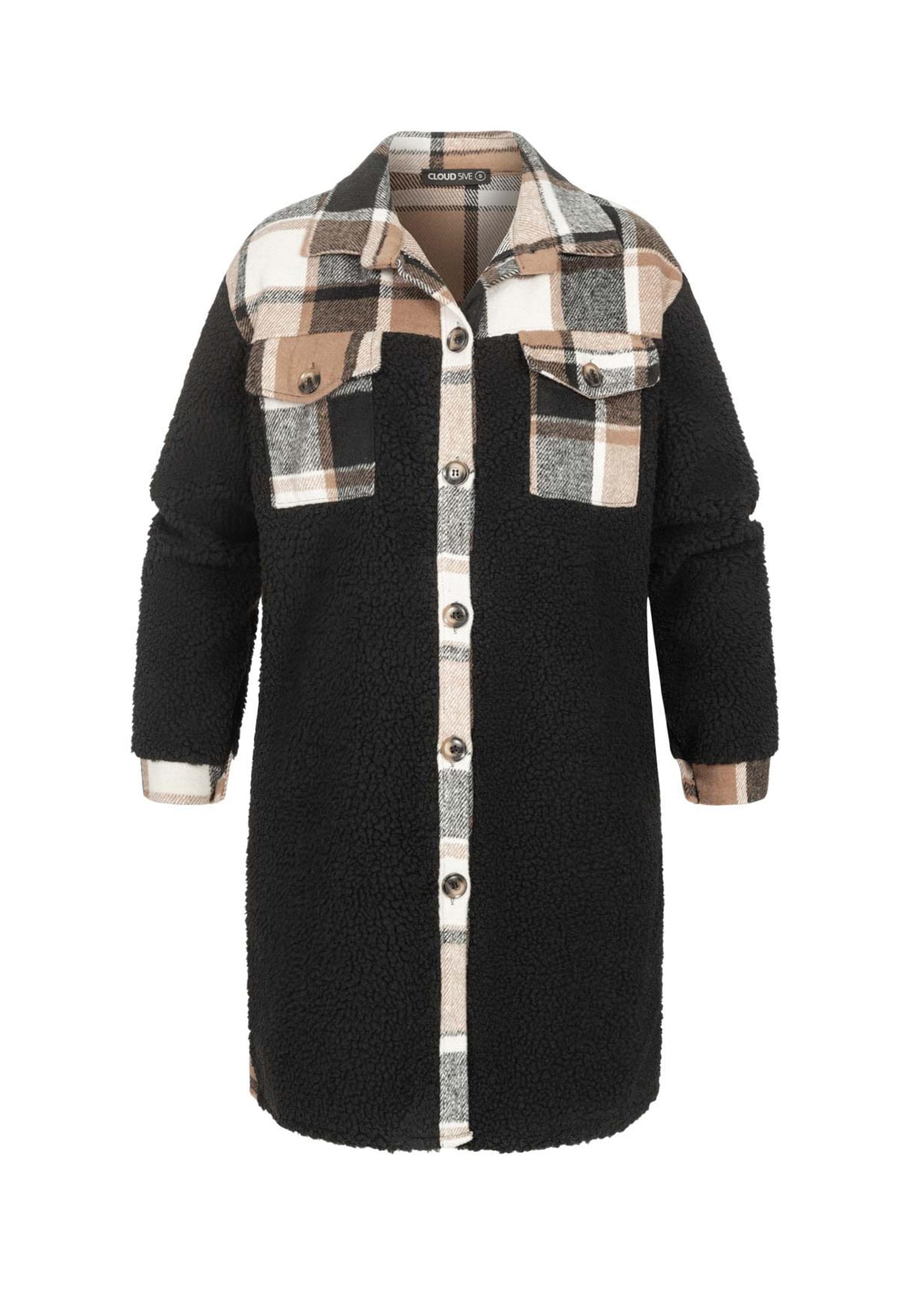 Teddyfell Shacket-Jacke Mantel mit 2 Brusttaschen black L - variant image 6
