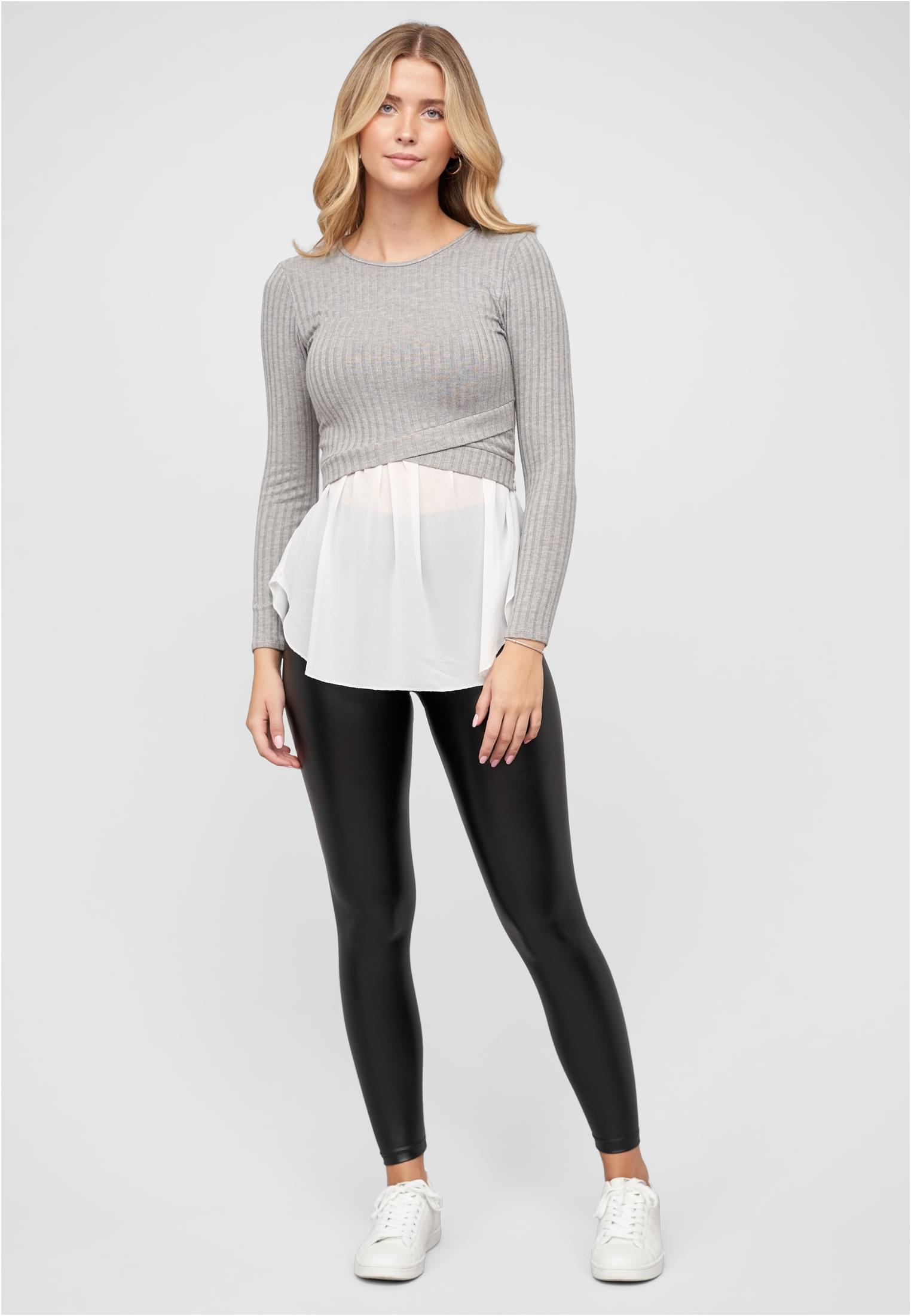 2in1 Shirt Sweater Pullover Strukturstoff grey/white L - variant image 4