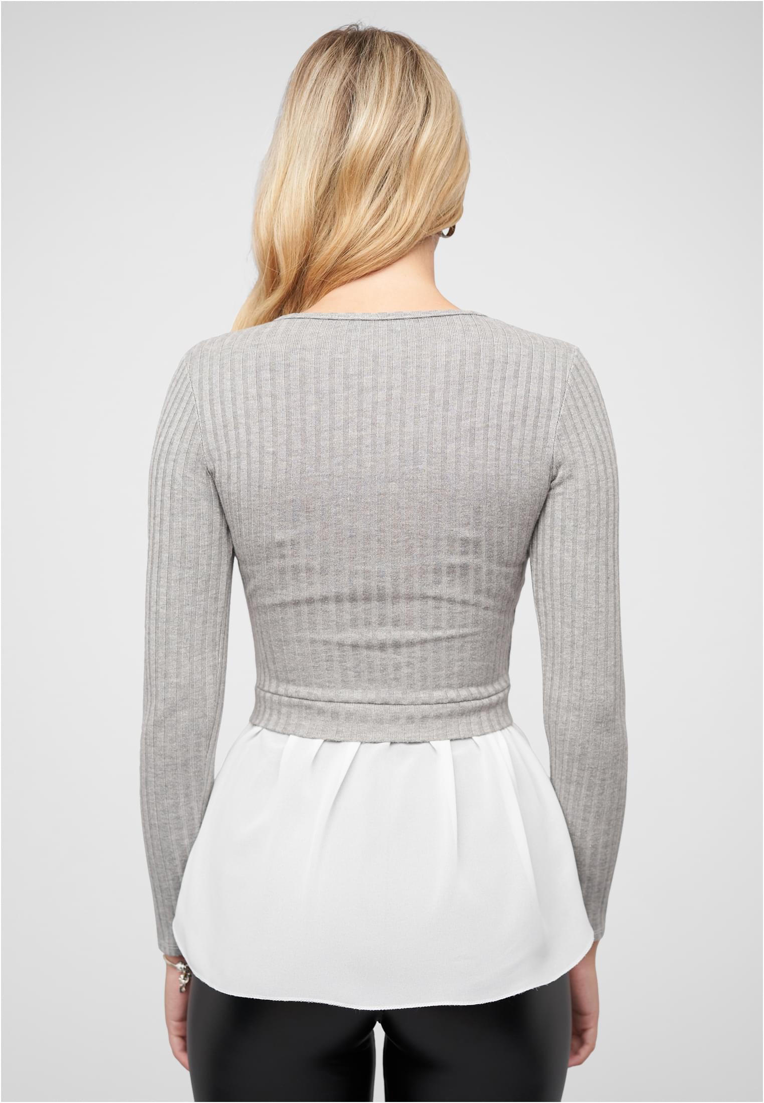 2in1 Shirt Sweater Pullover Strukturstoff grey/white L - variant image 2