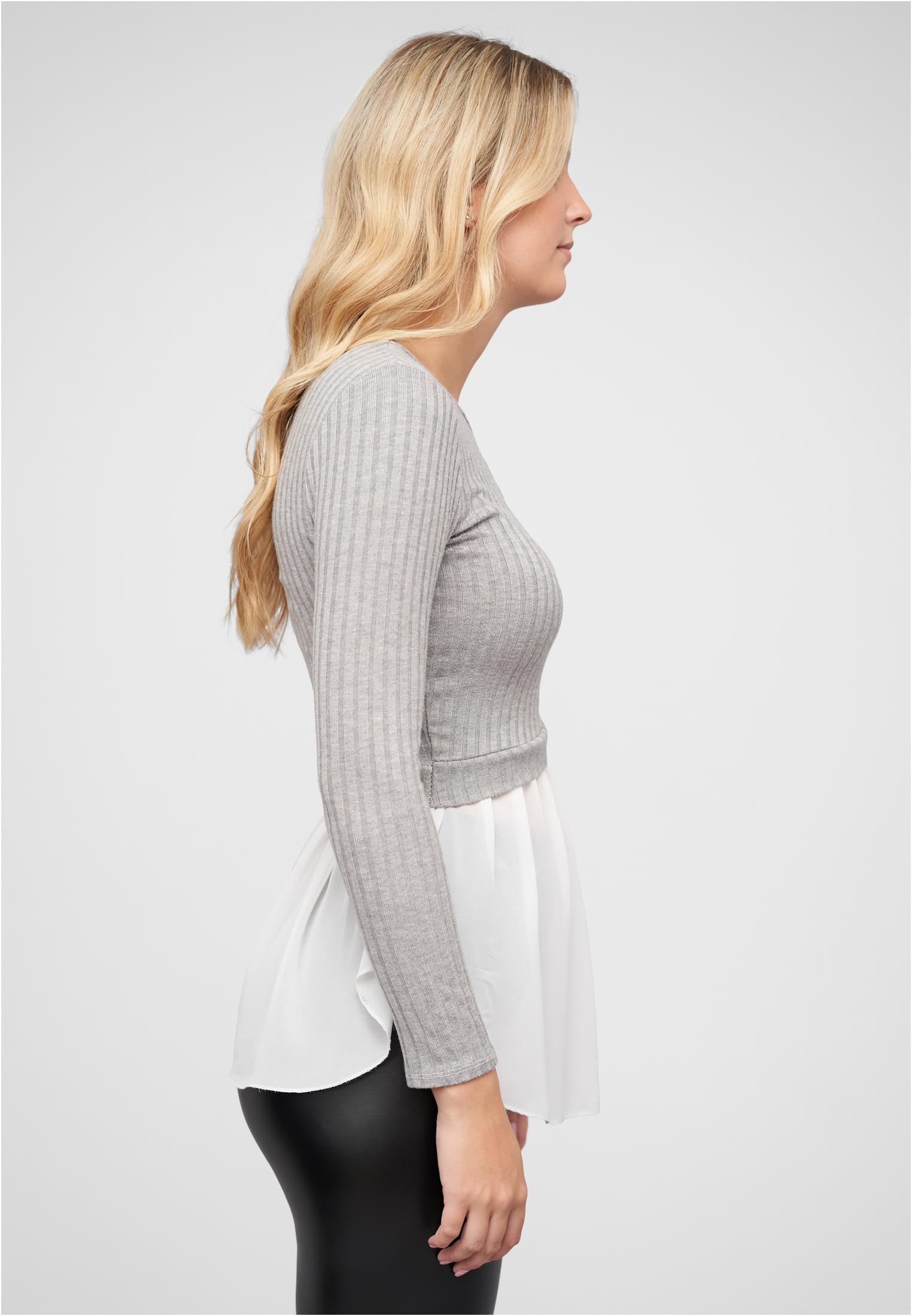 2in1 Shirt Sweater Pullover Strukturstoff grey/white L - variant image 3