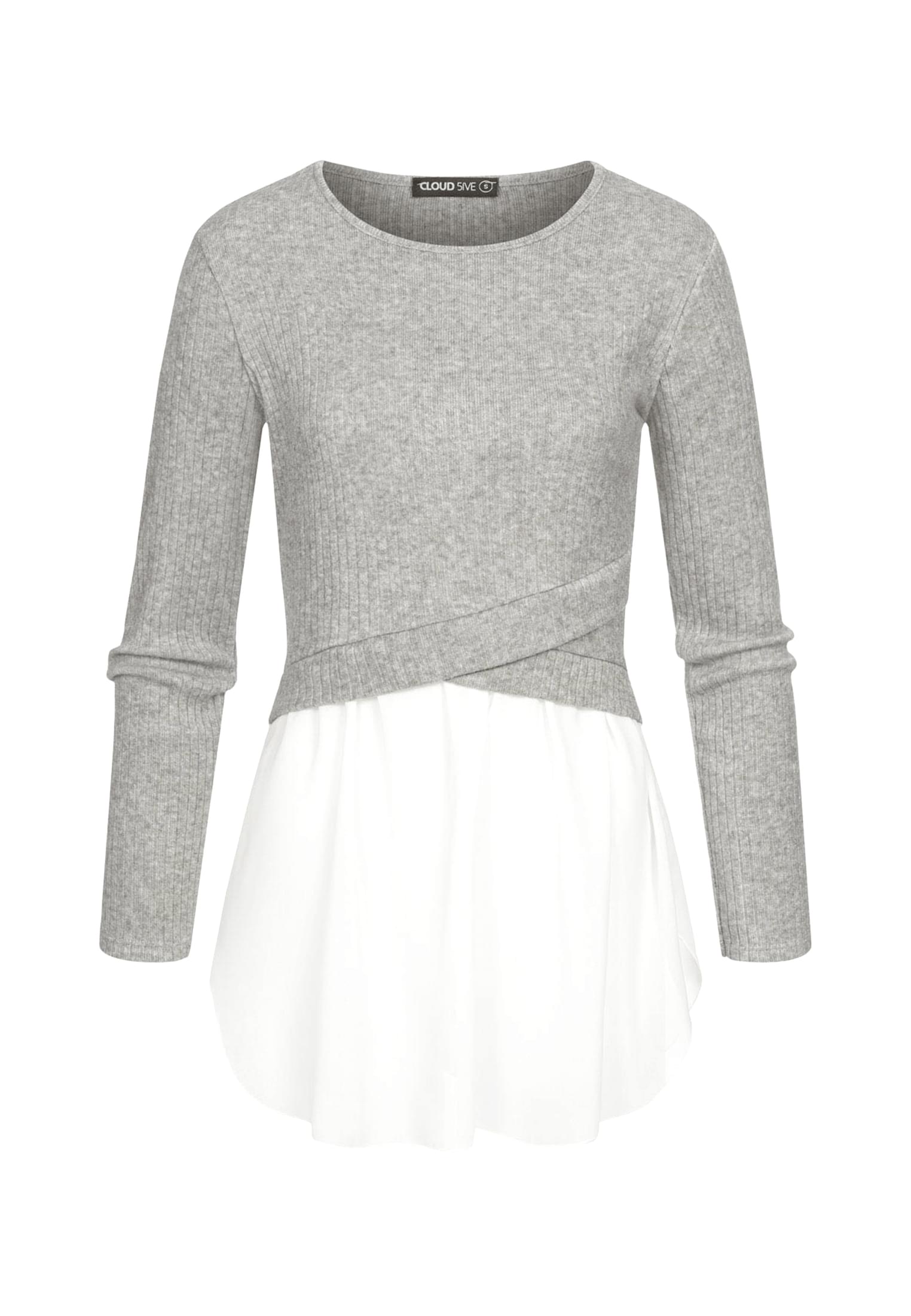 2in1 Shirt Sweater Pullover Strukturstoff grey/white L - variant image 6