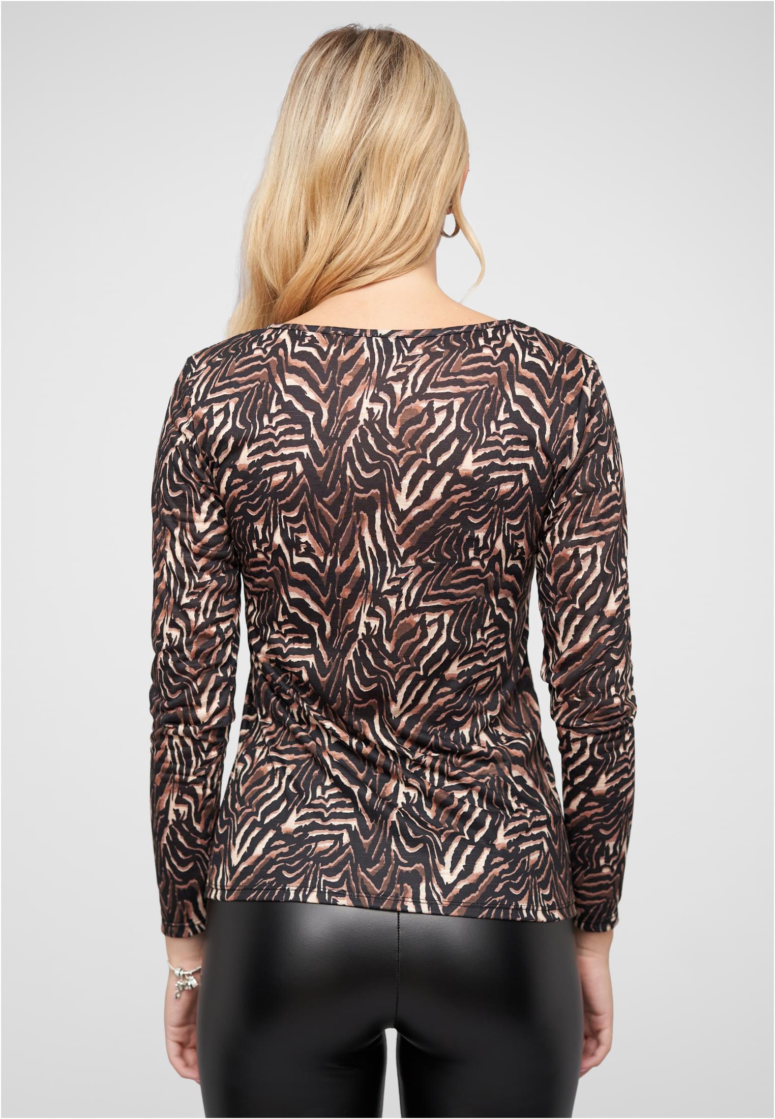 Langarm Shirt Longsleeve mit Animal Print black/beige L - variant image 2