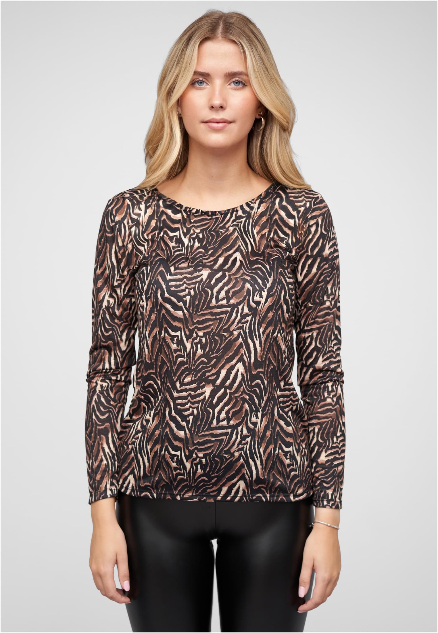 Langarm Shirt Longsleeve mit Animal Print black/beige L - alternate variant 1