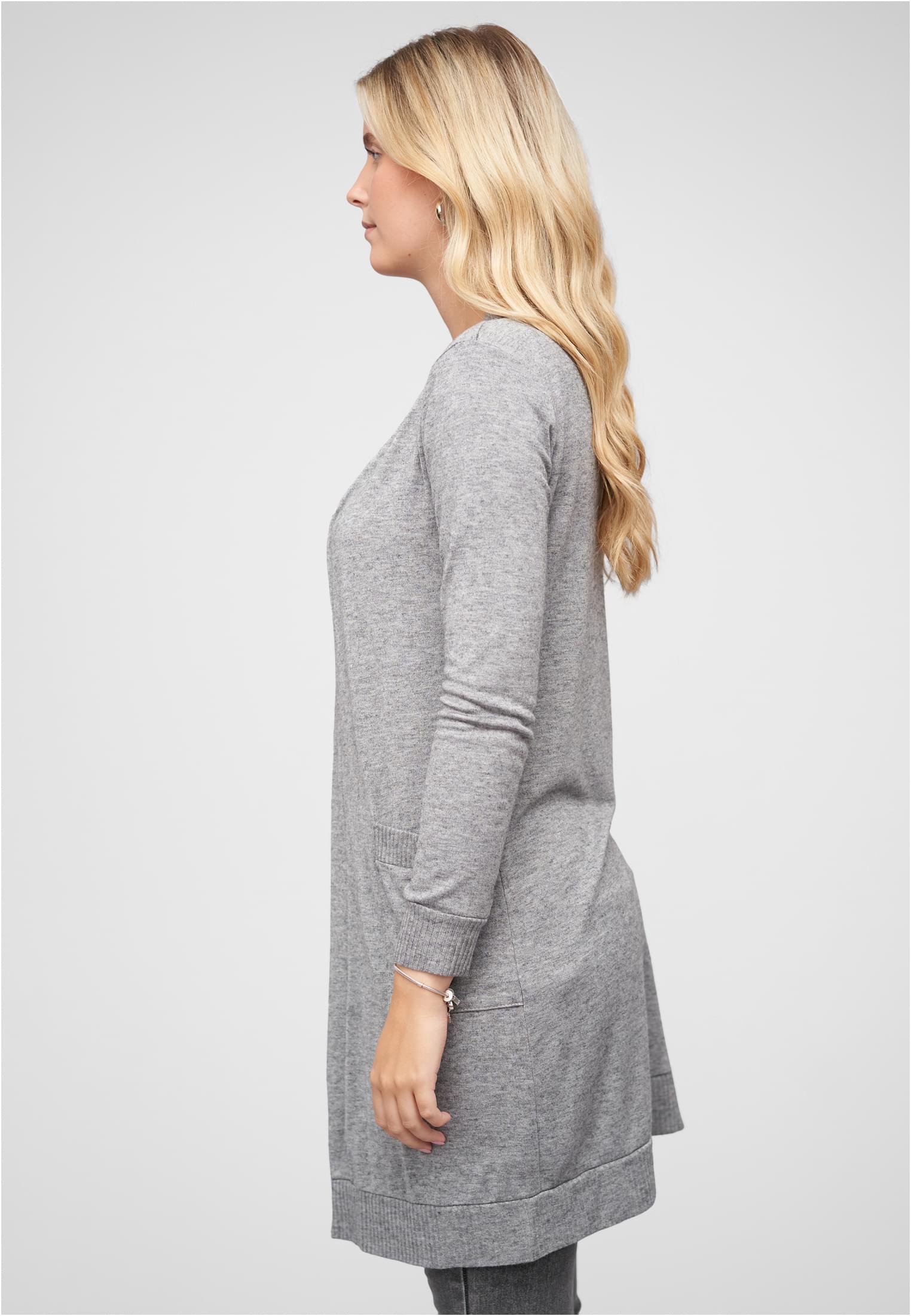 Longform Viskose Cardigan mit 2 seitl. Taschen grey melange L - variant image 1