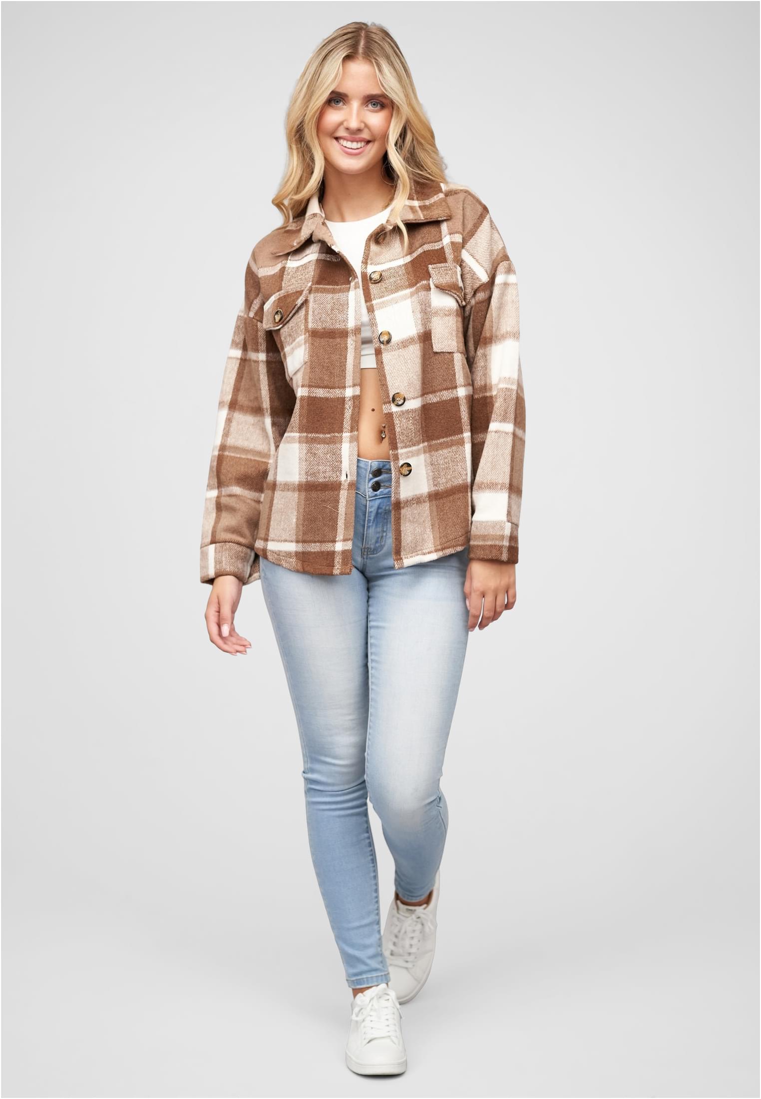 Shacket Hemd-Jacke mit 2-Brusttaschen brown/beige L - variant image 4