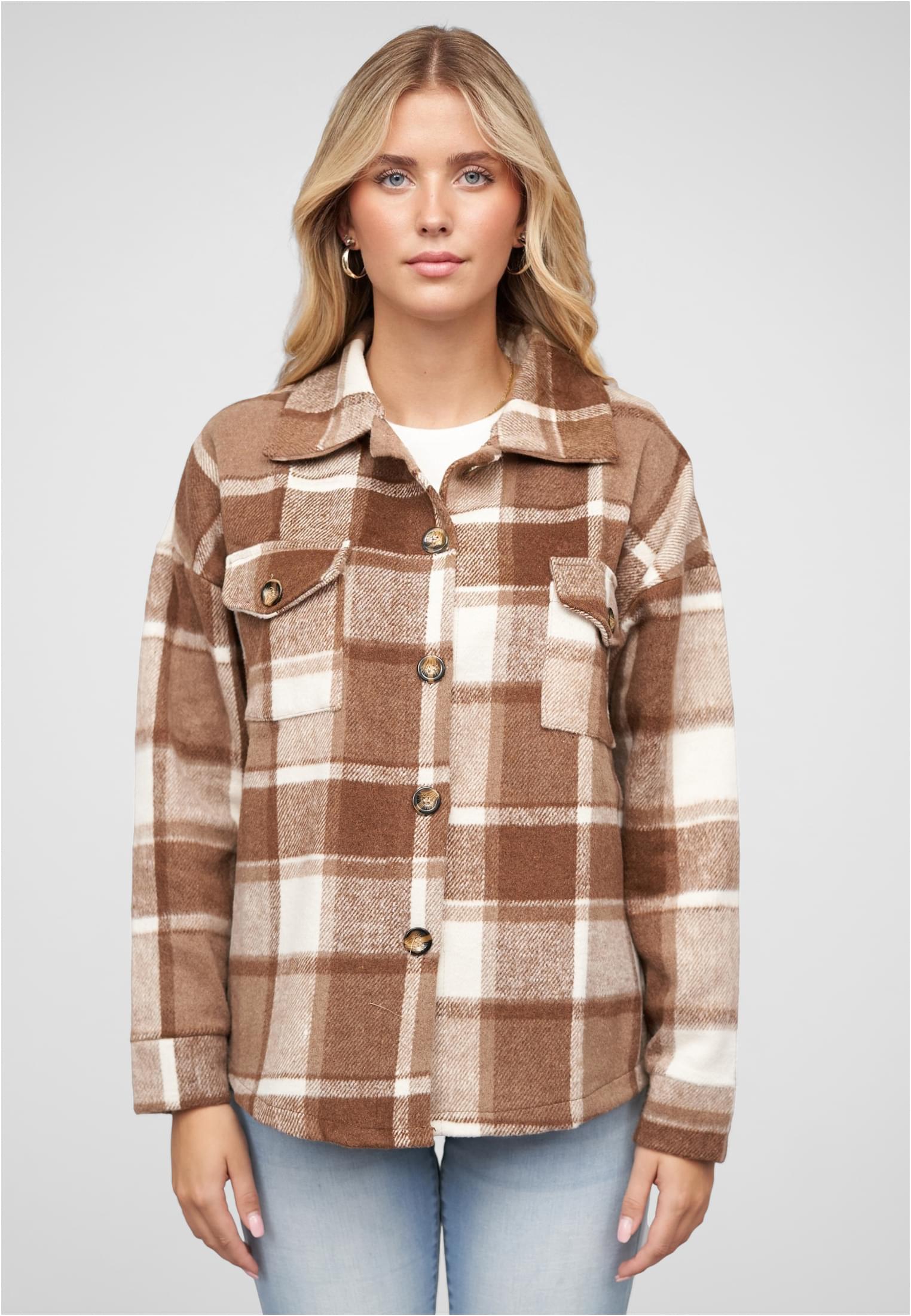 Shacket Hemd-Jacke mit 2-Brusttaschen brown/beige L - alternate variant 1