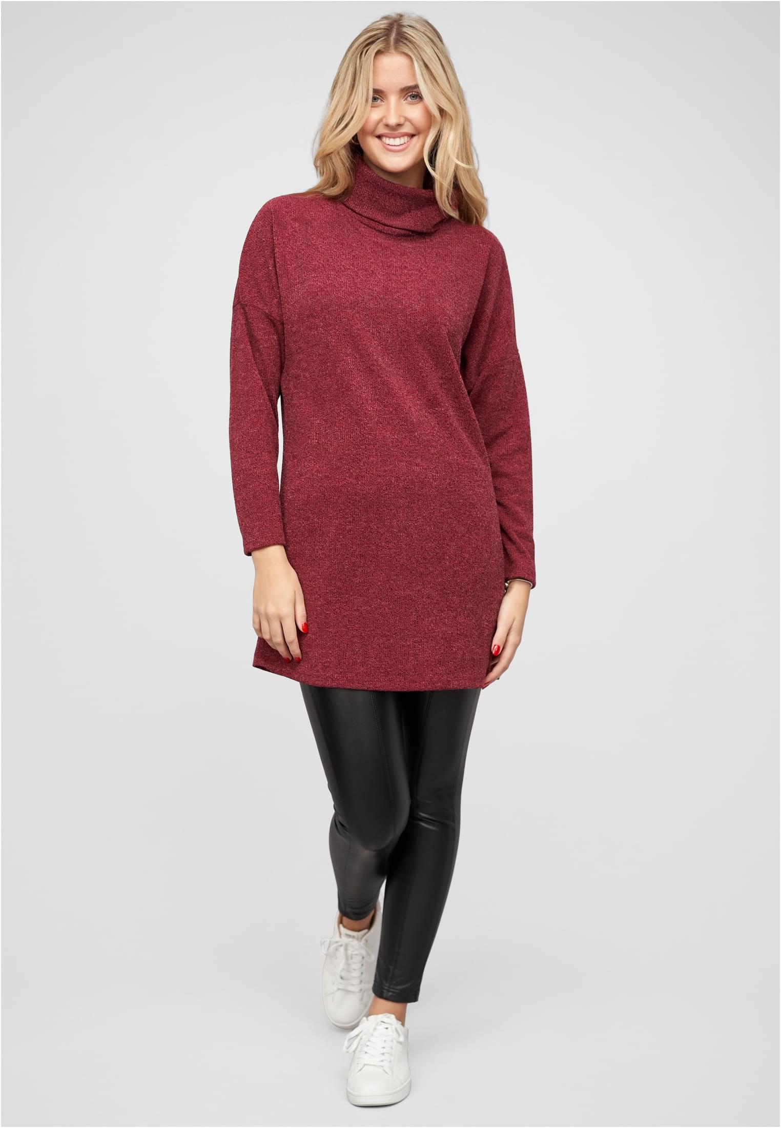 Longform Sweater Pullover mit Rollkragen bordeaux L - variant image 4