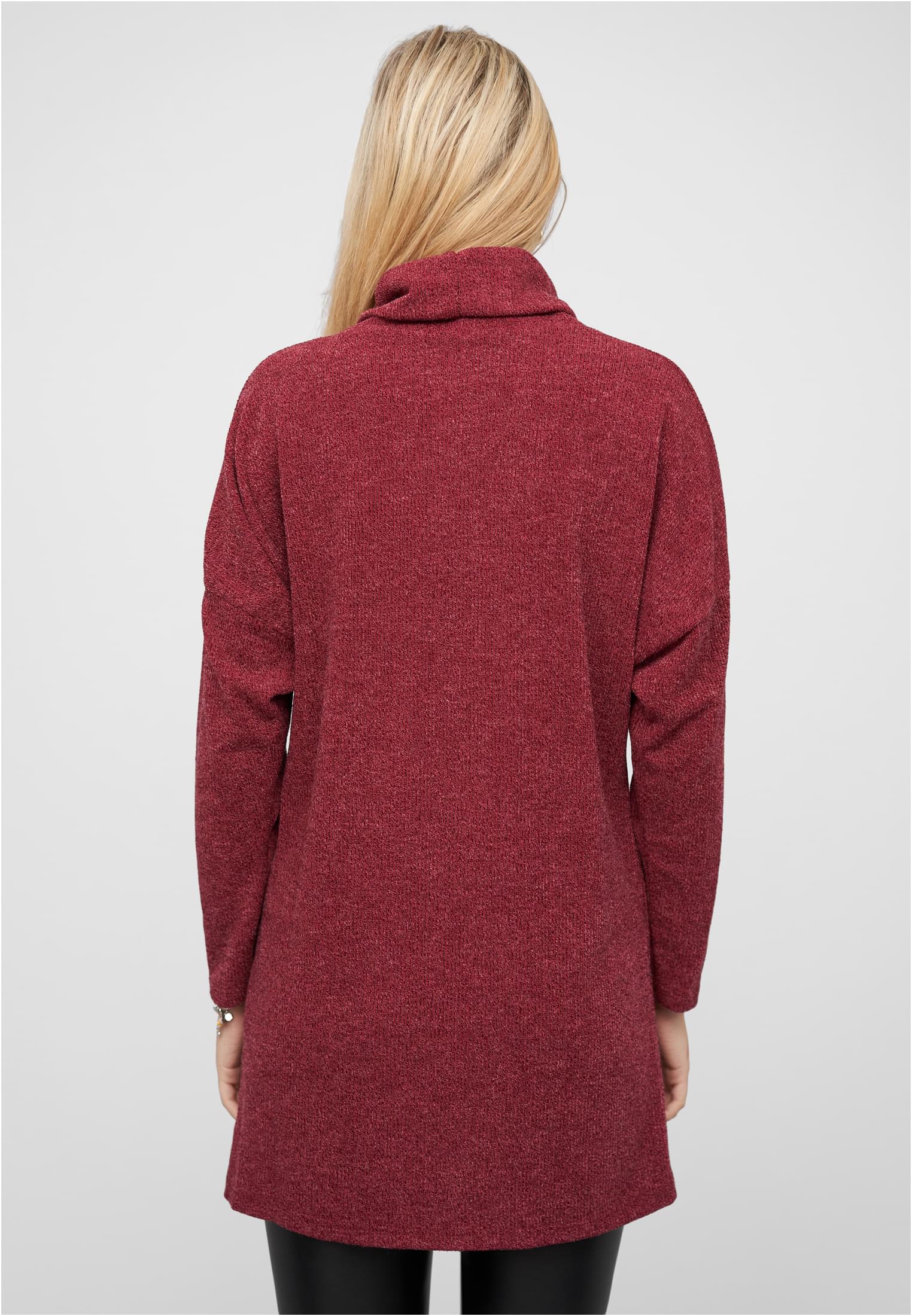 Longform Sweater Pullover mit Rollkragen bordeaux L - variant image 2