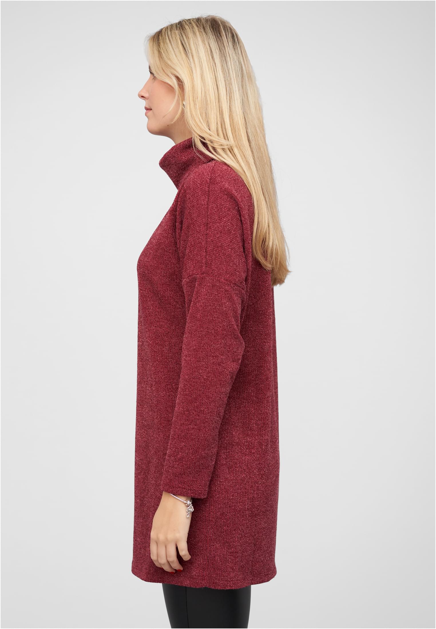 Longform Sweater Pullover mit Rollkragen bordeaux L - variant image 1