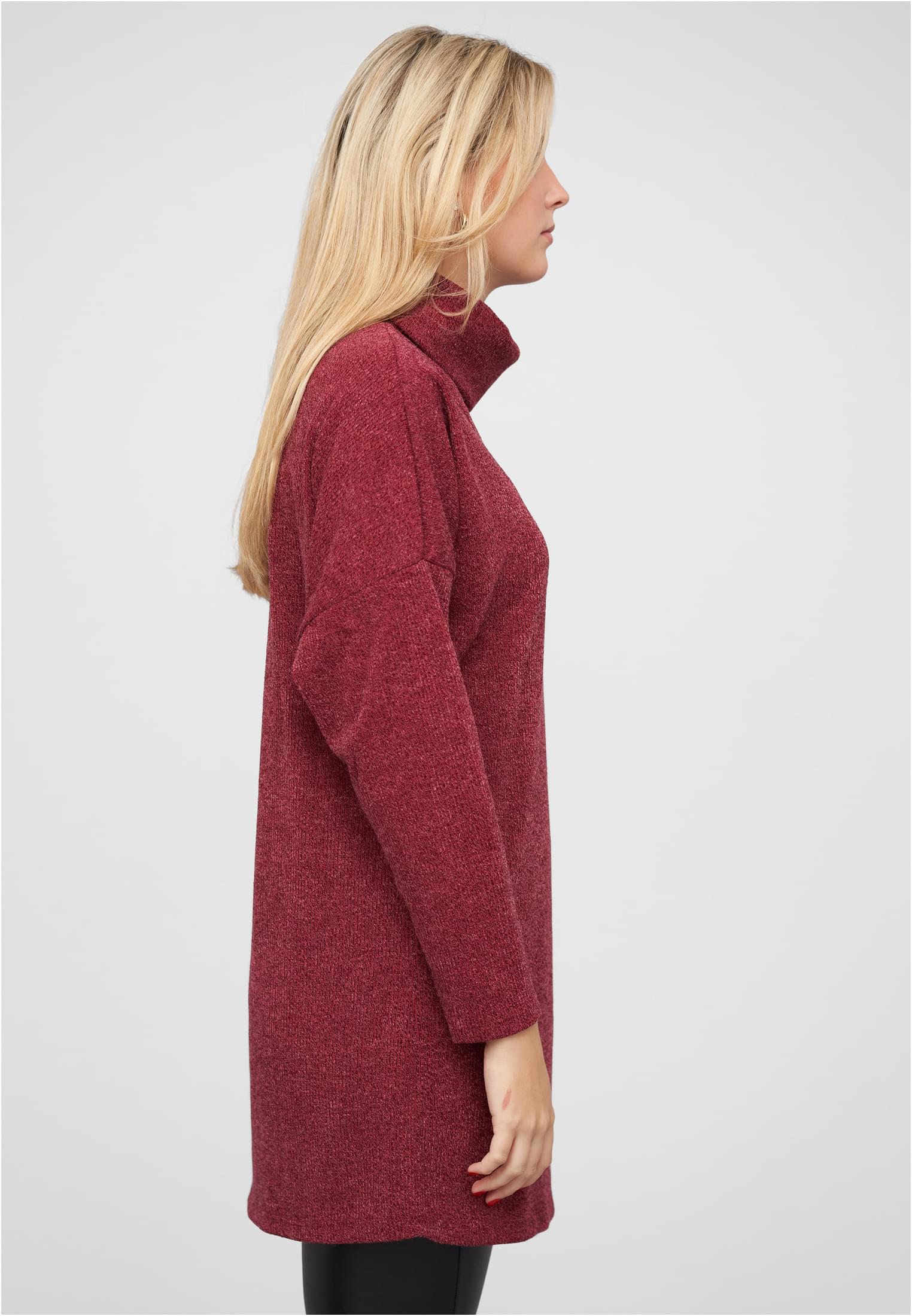 Longform Sweater Pullover mit Rollkragen bordeaux L - variant image 3