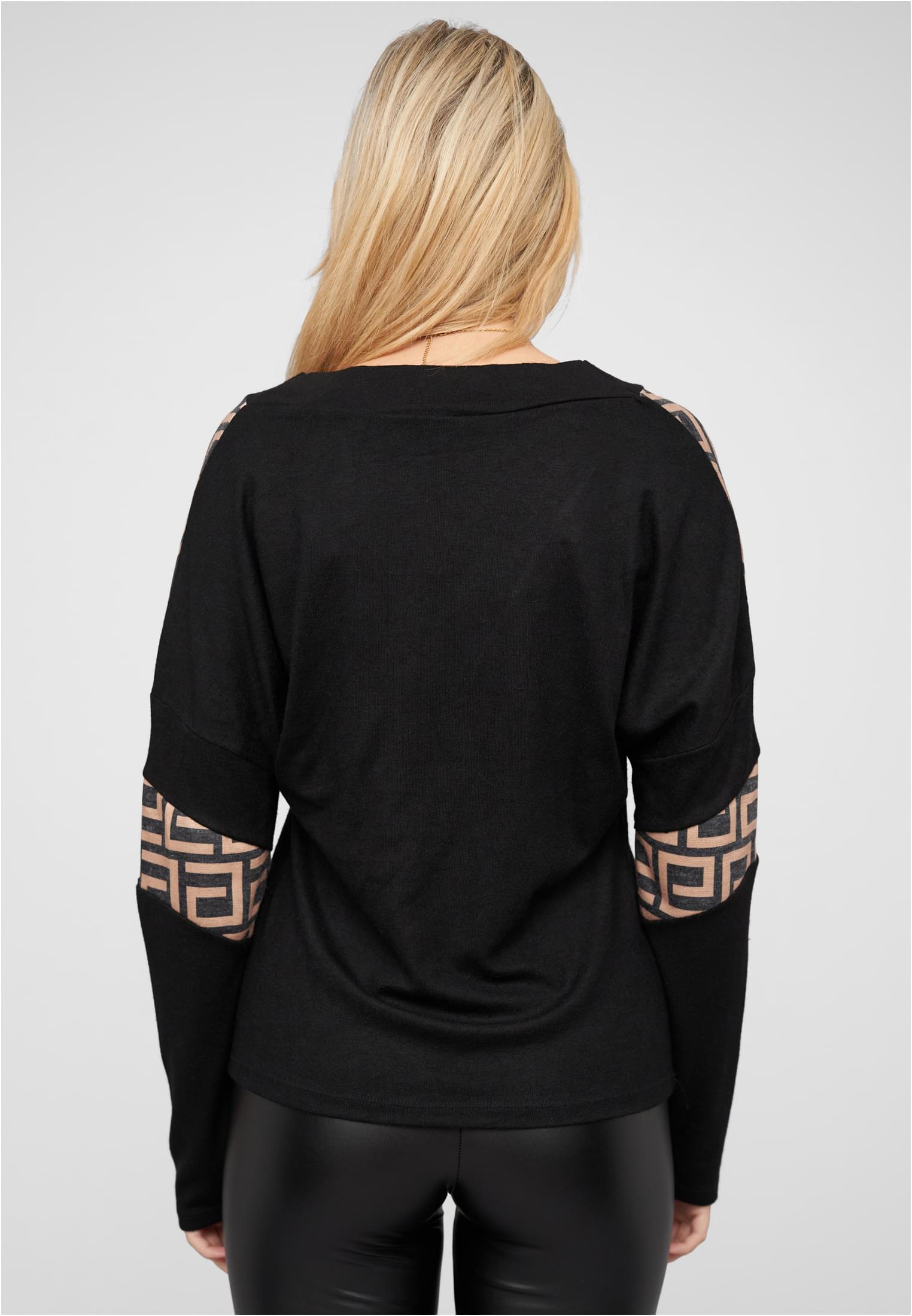 V-Neck Sweater Pullover mit Geo-Print black/beige L - variant image 2