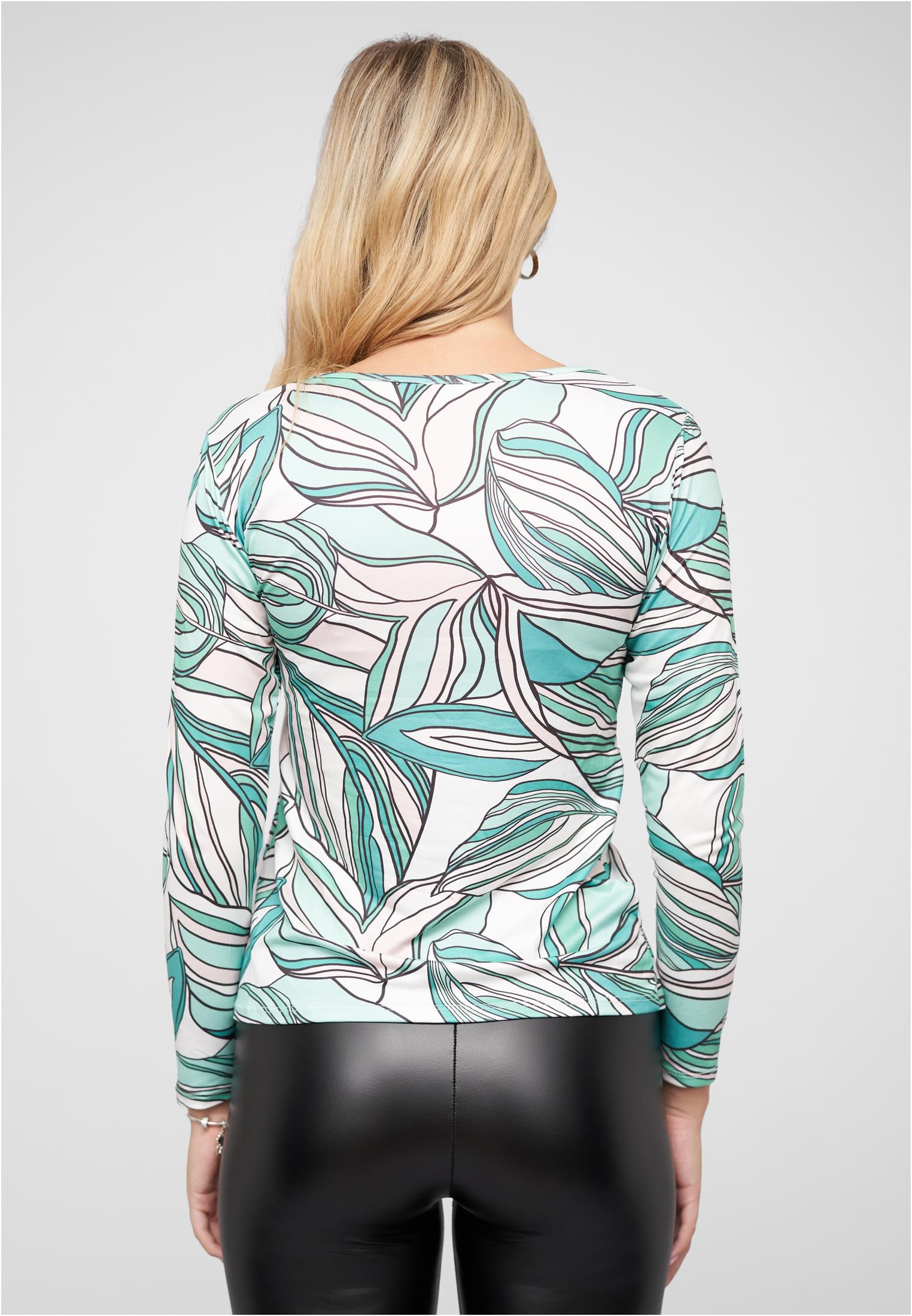 Langarm Top mit Blätter Print green L - variant image 2