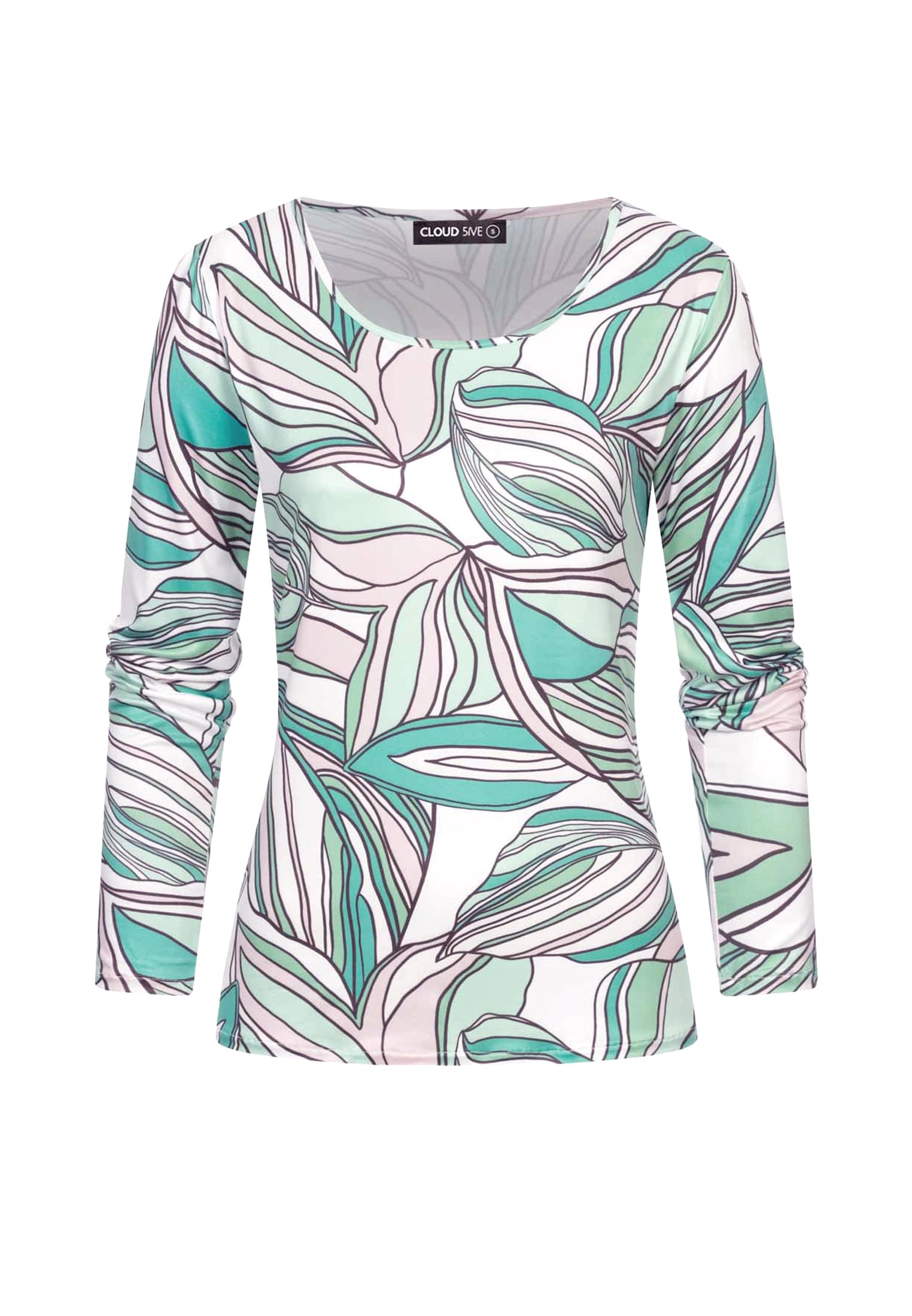 Langarm Top mit Blätter Print green L - variant image 6