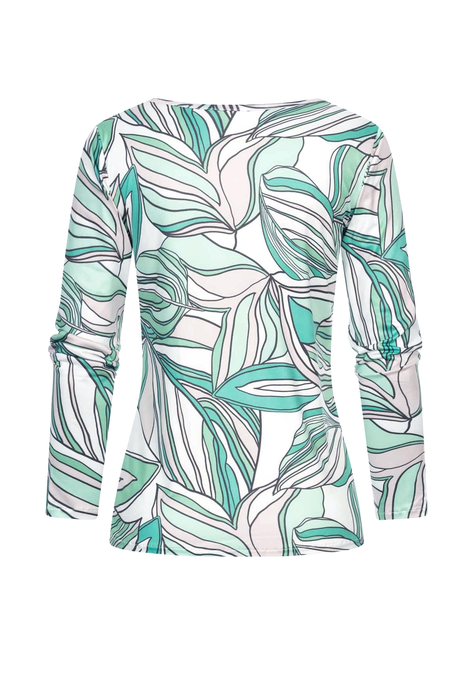 Langarm Top mit Blätter Print green L - variant image 7