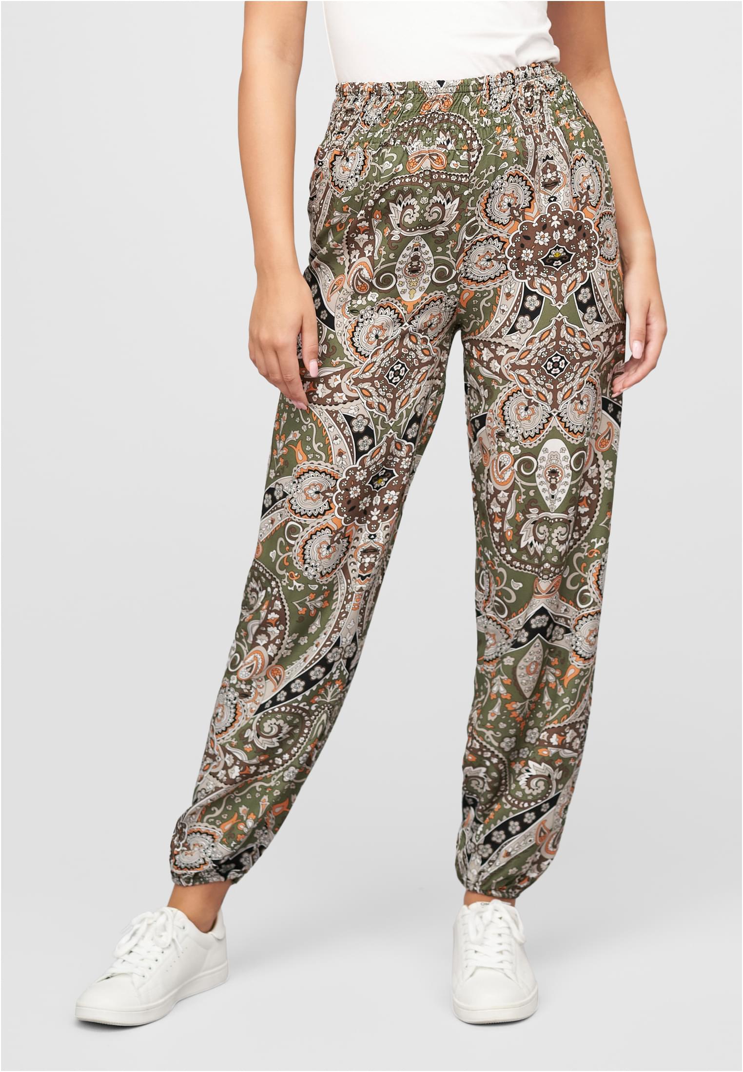 Viskose Sommerhose mit Paisley Print military green L - alternate variant 1