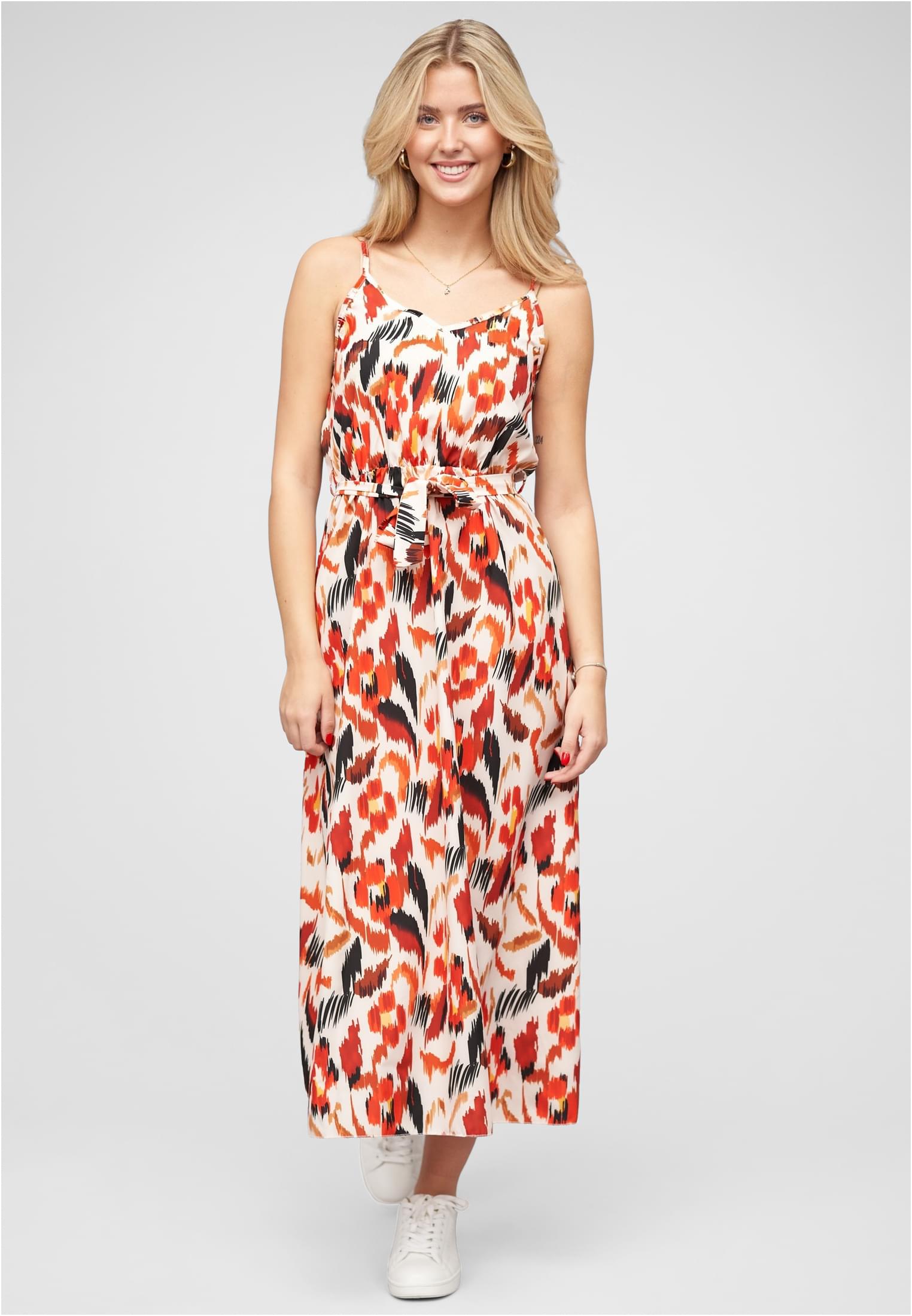 Maxi-Kleid mit V-Neck und Bindegürtel rustred L - variant image 4
