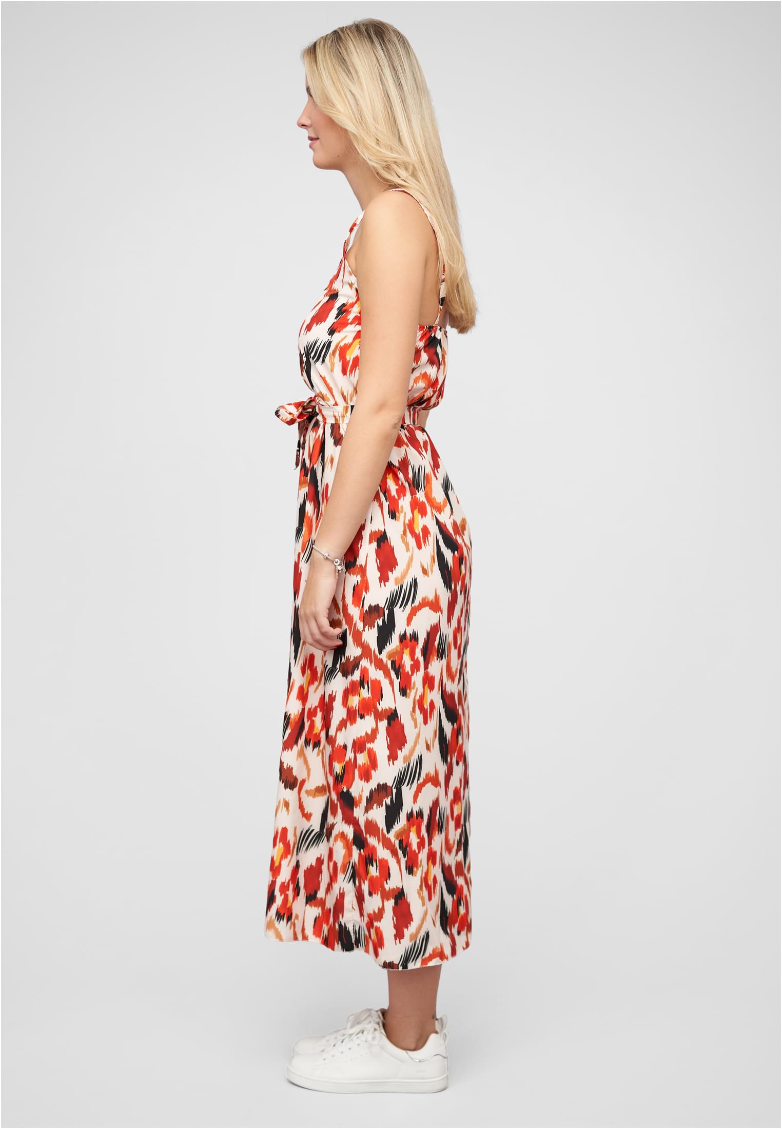 Maxi-Kleid mit V-Neck und Bindegürtel rustred L - variant image 1