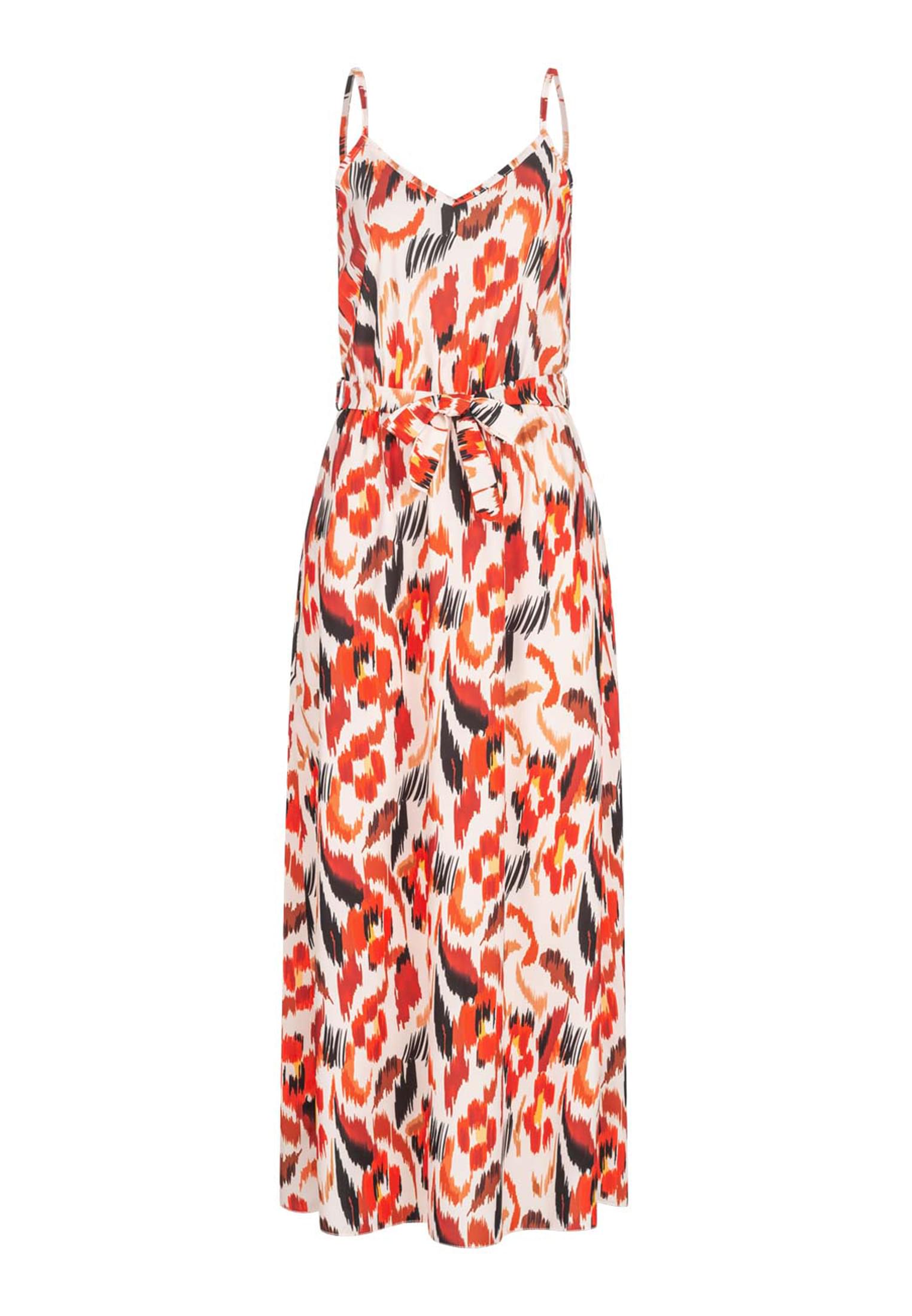Maxi-Kleid mit V-Neck und Bindegürtel rustred L - variant image 6