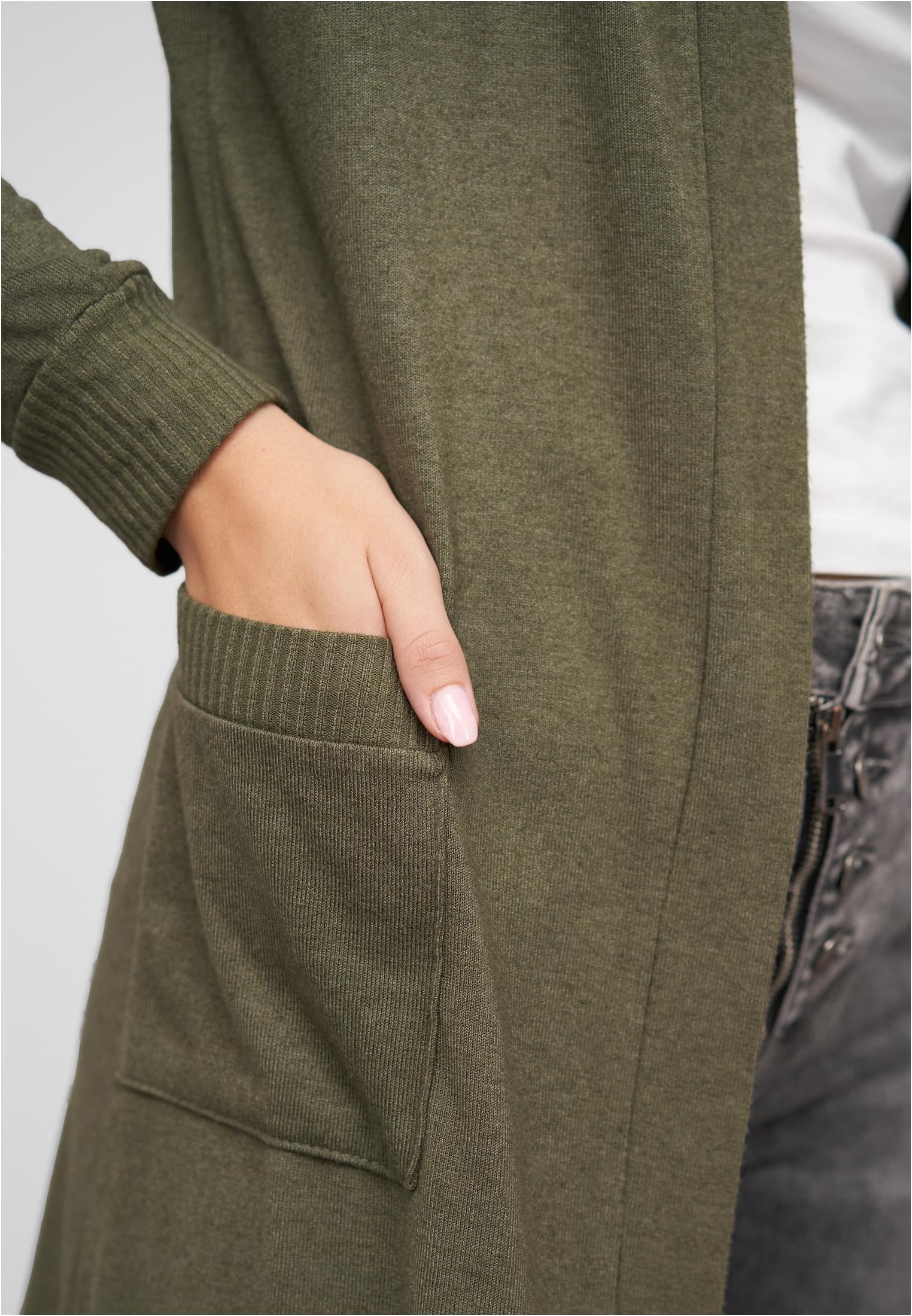 Longform Viskose Cardigan mit 2 seitl. Taschen military green L - variant image 5