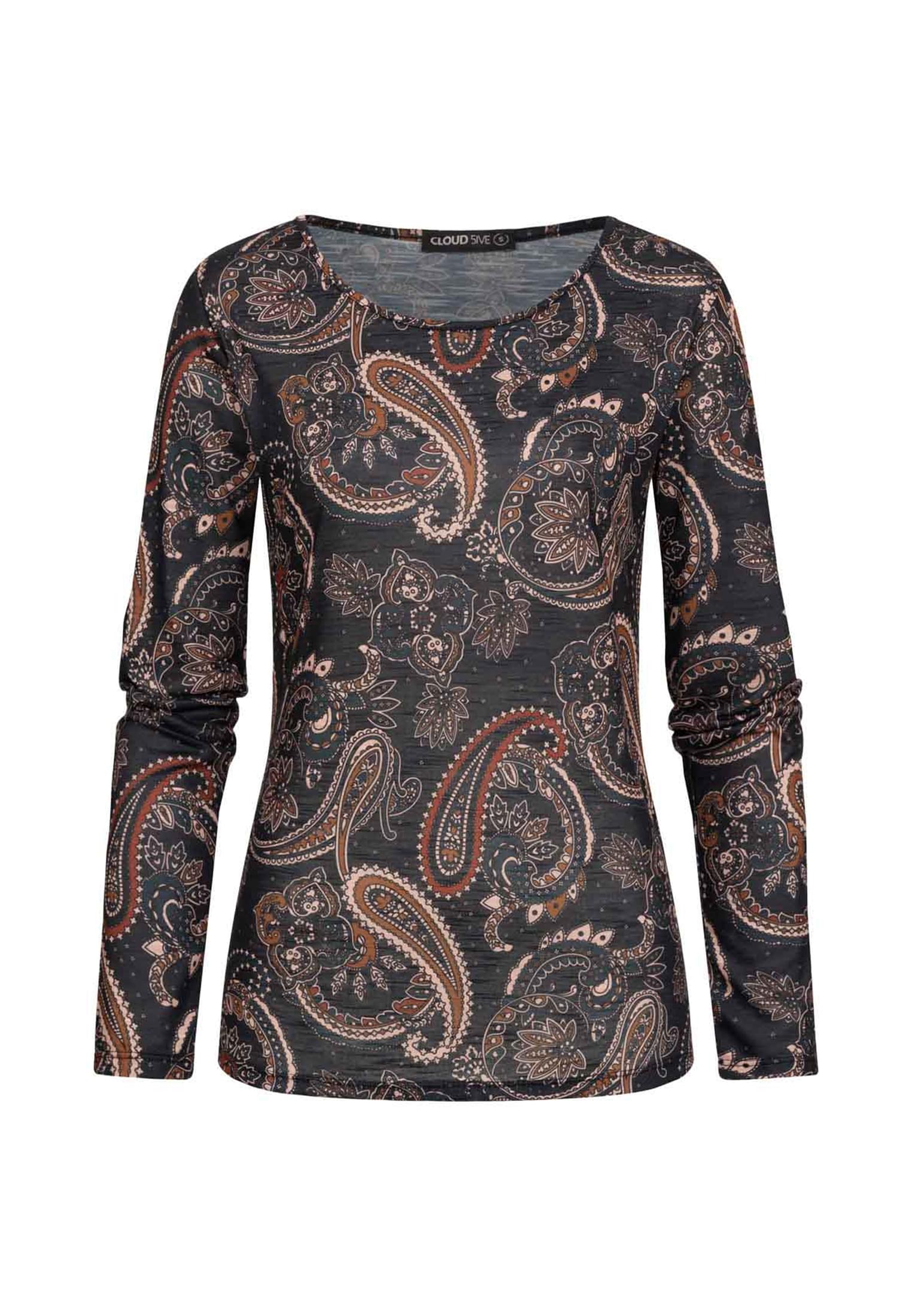 Langarm Shirt Longsleeve mit Paisley Print black/rose L - variant image 6