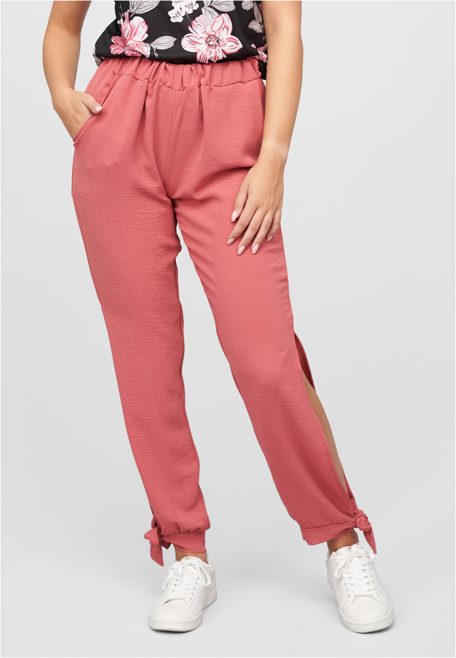Musselin Hose mit seitlichen Schlitzen und Bindedetails rose L - alternate variant 1