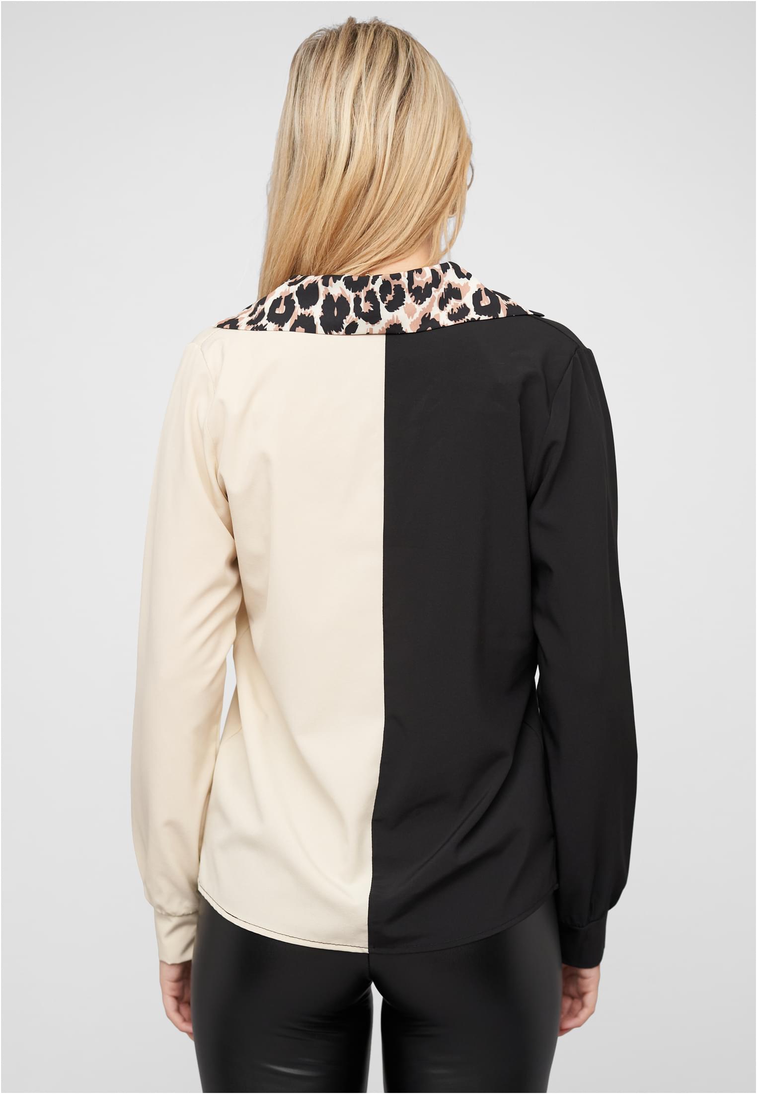 Colorblock Bluse mit Leo Print Streifen black/white L - variant image 2