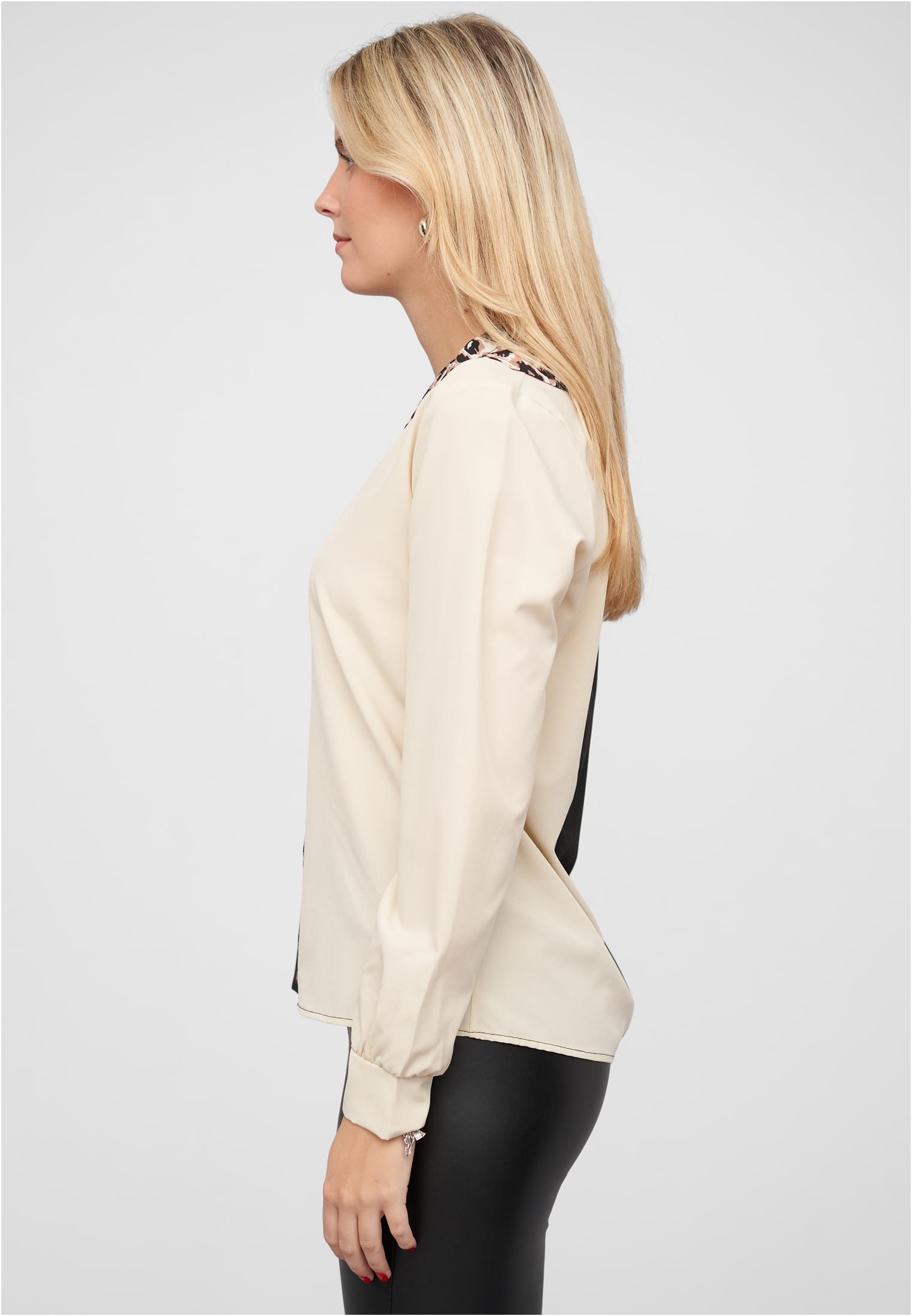 Colorblock Bluse mit Leo Print Streifen black/white L - variant image 1