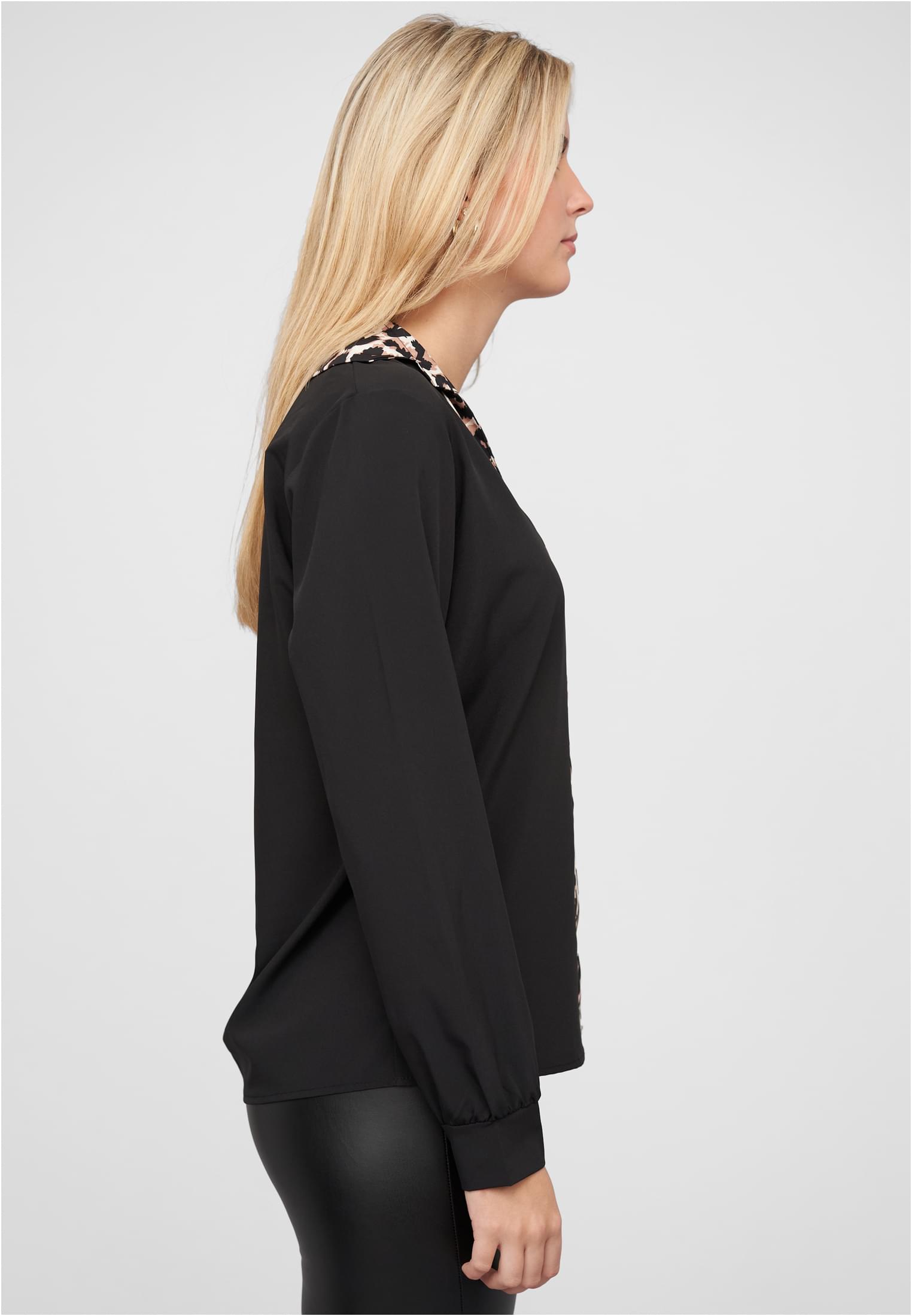 Colorblock Bluse mit Leo Print Streifen black/white L - variant image 3