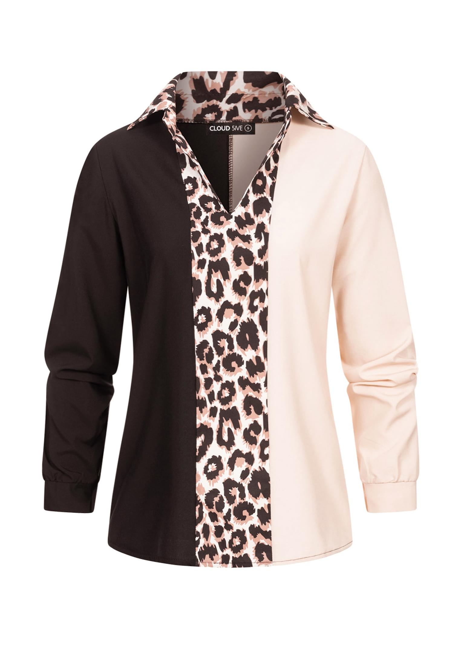 Colorblock Bluse mit Leo Print Streifen black/white L - variant image 6