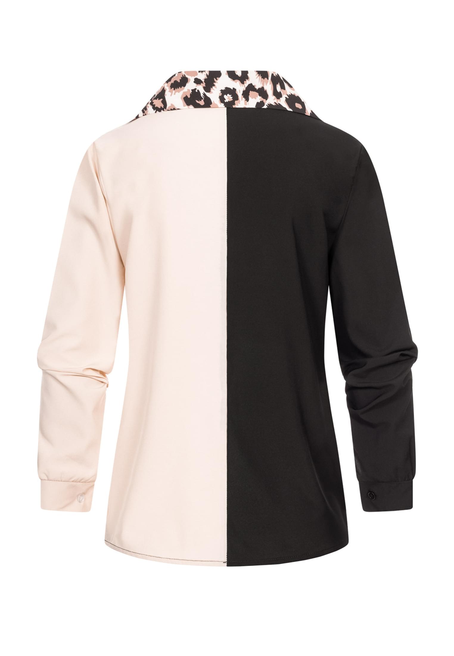 Colorblock Bluse mit Leo Print Streifen black/white L - variant image 7