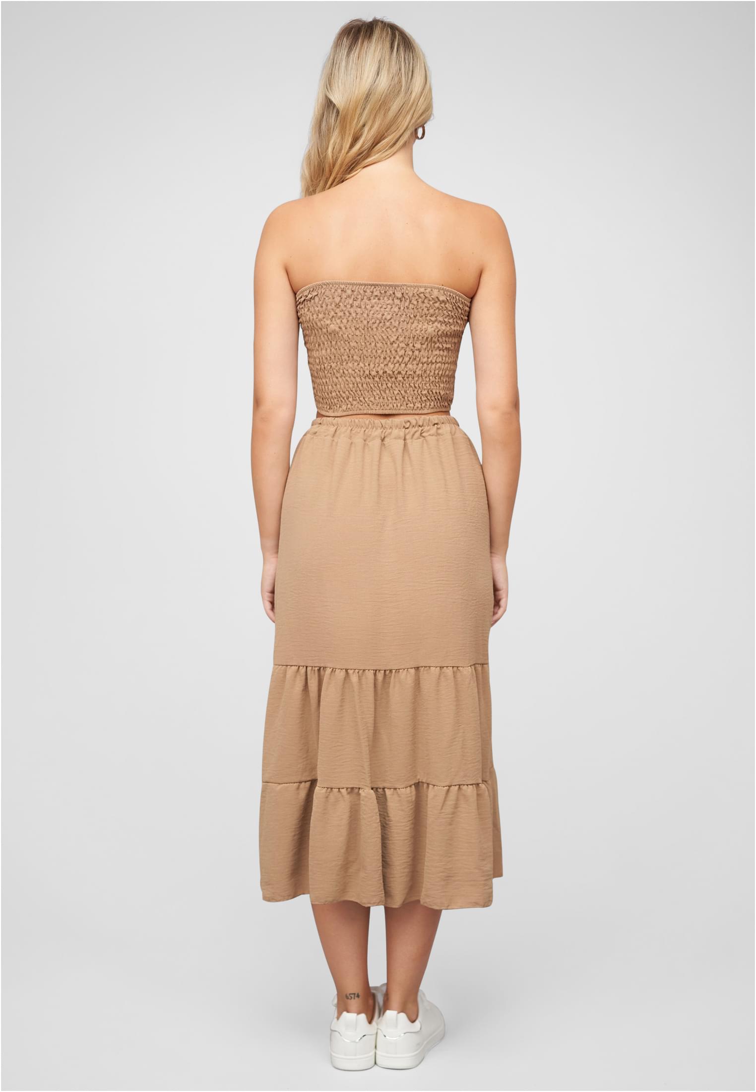 Musselin Longform Stufenrock und Bandeau Top camel L - variant image 2