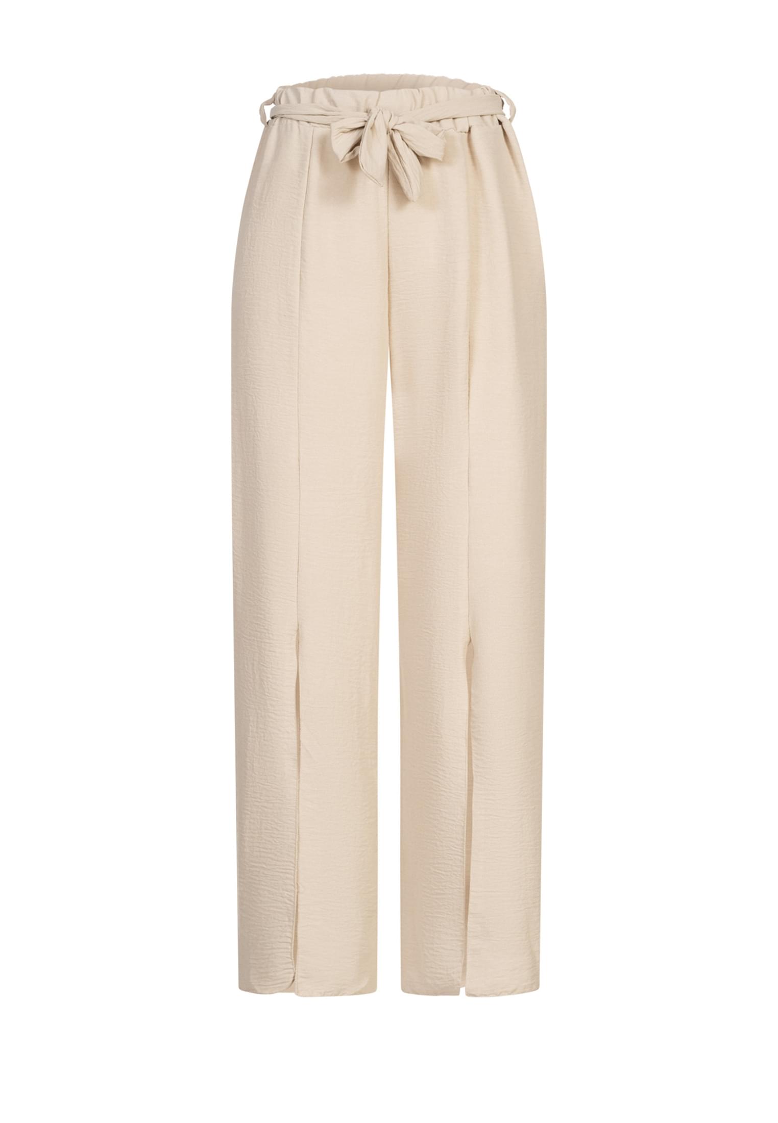 Sommerhose mit seitlichen Schlitz und Bindegürtel beige - variant image 6