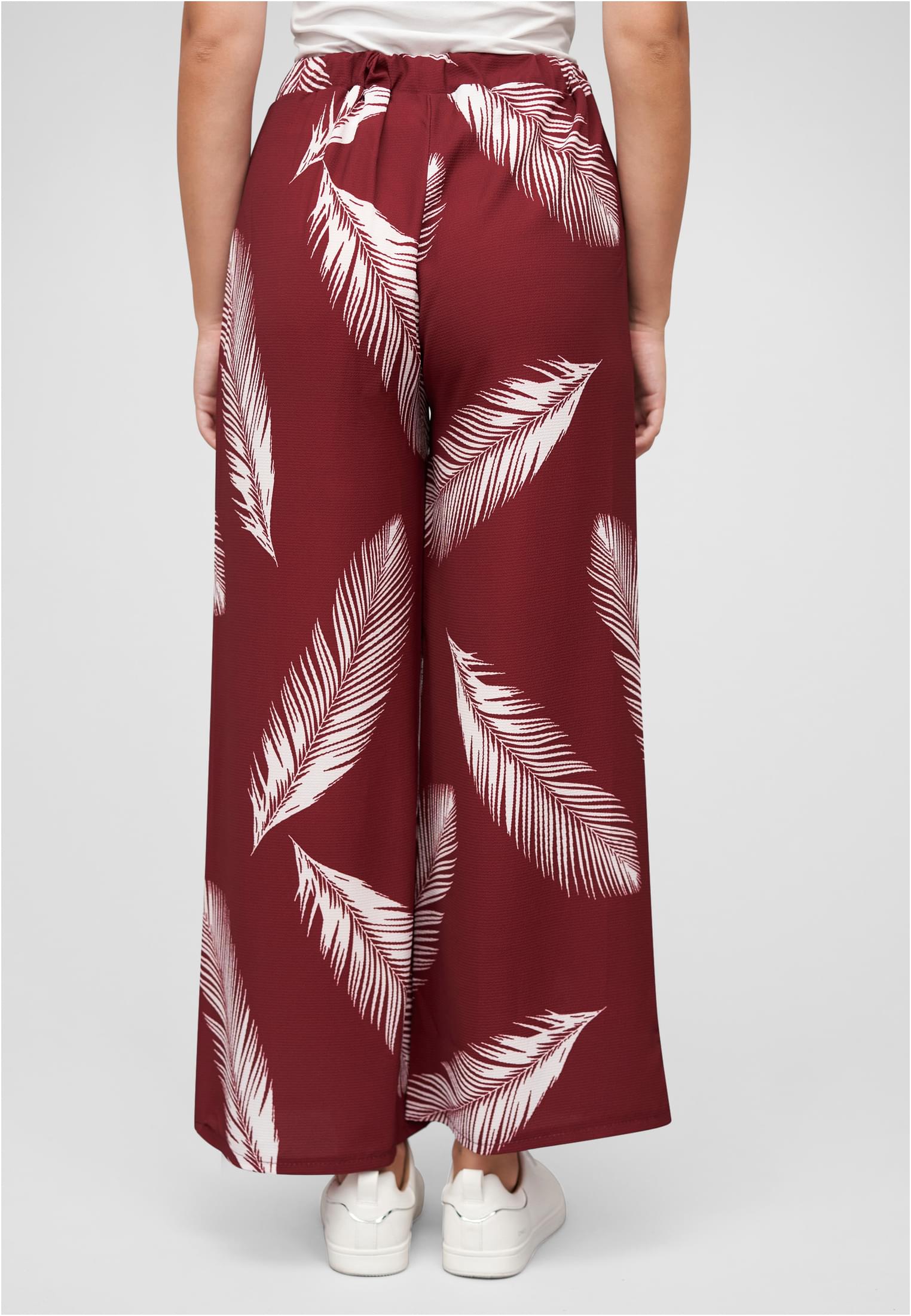 Sommerhose mit weitem Beinschnitt und Federprint bordeaux L - variant image 2