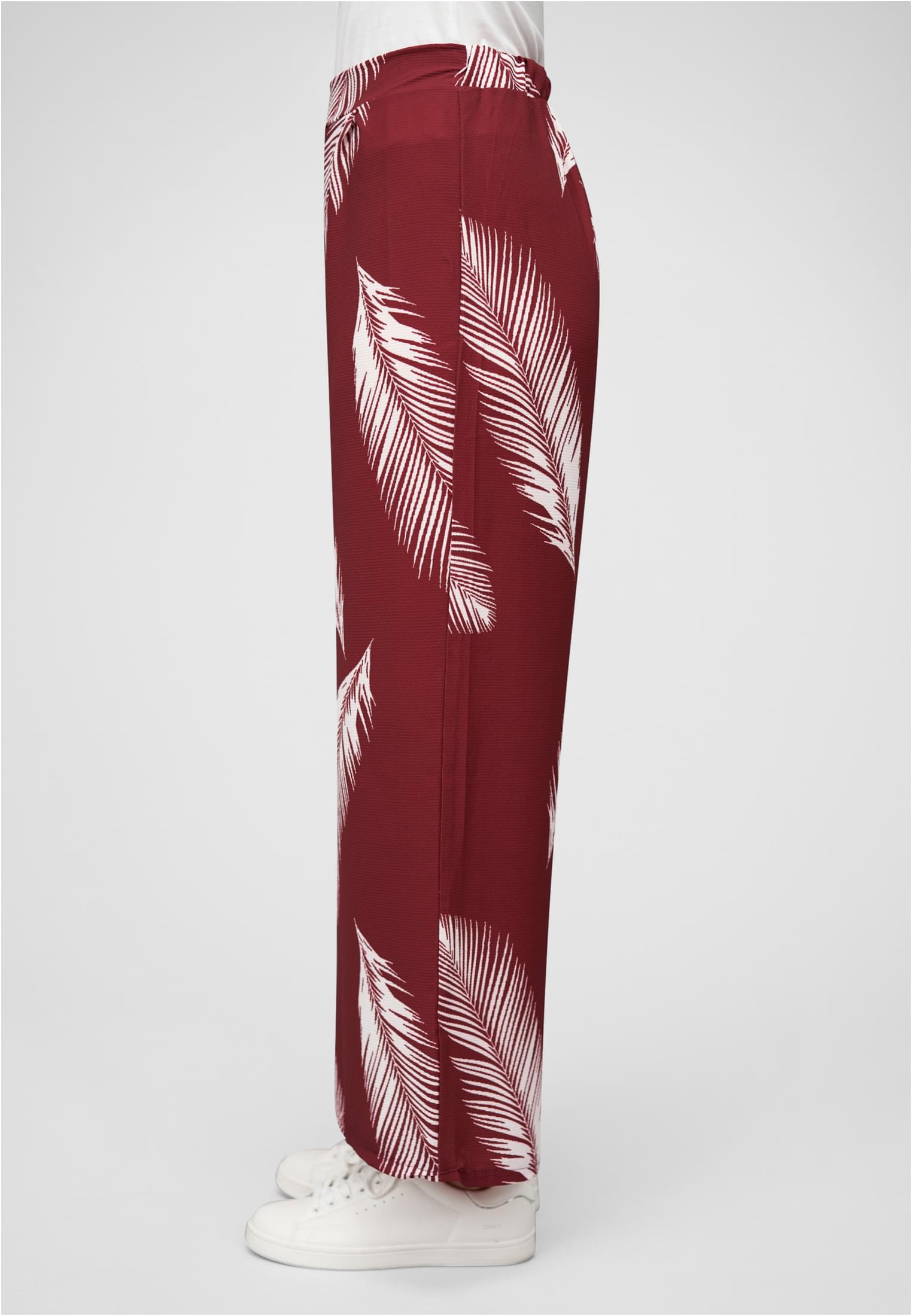 Sommerhose mit weitem Beinschnitt und Federprint bordeaux L - variant image 1