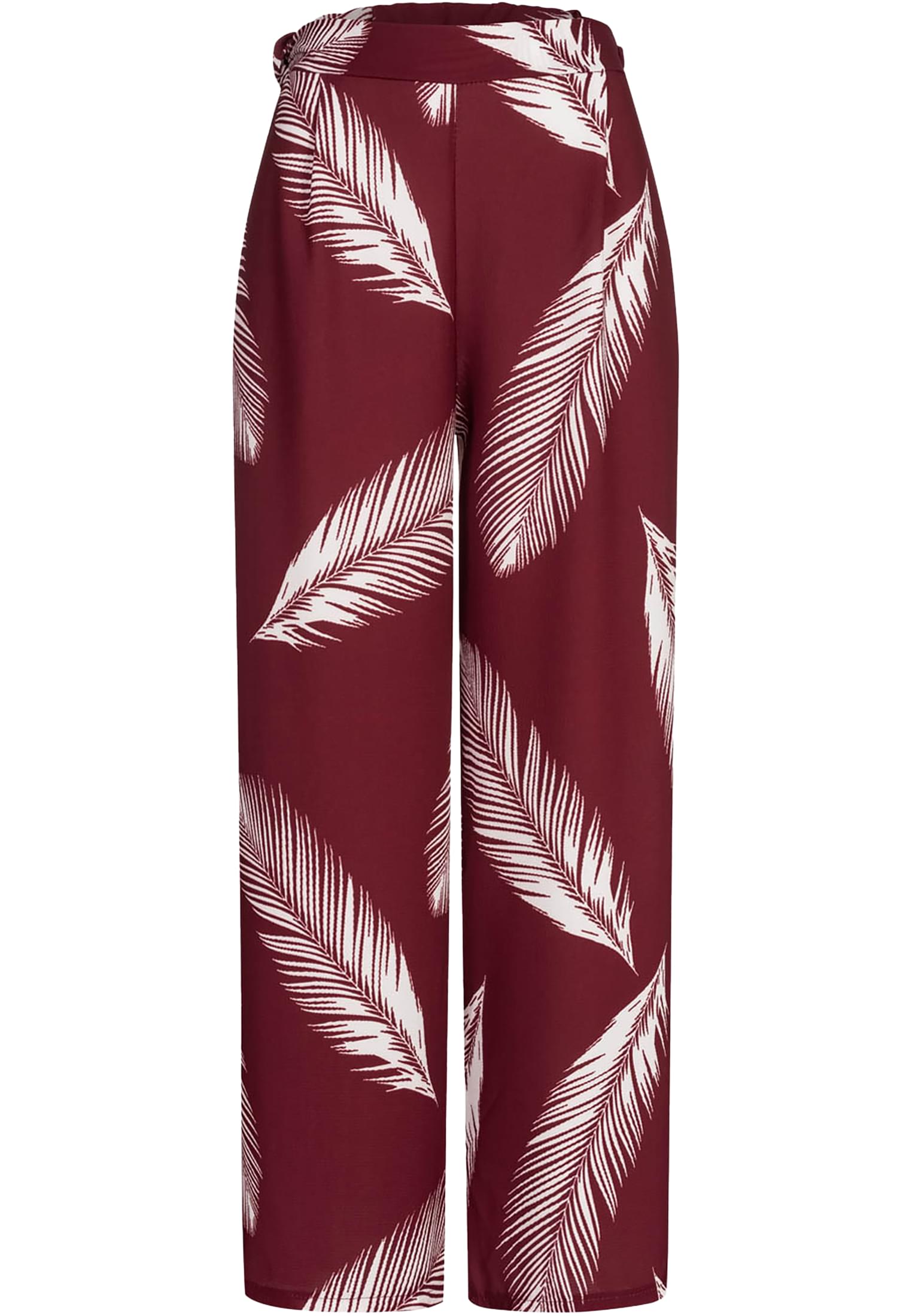 Sommerhose mit weitem Beinschnitt und Federprint bordeaux L - variant image 6