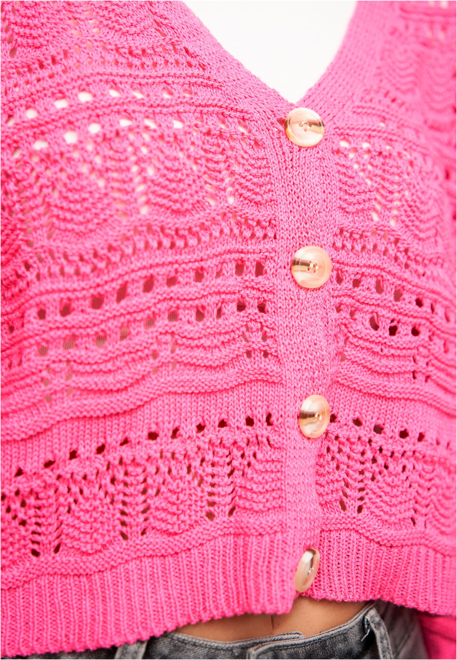 Cardigan mit Lochstrickmuster fuchsia L/XL - variant image 5