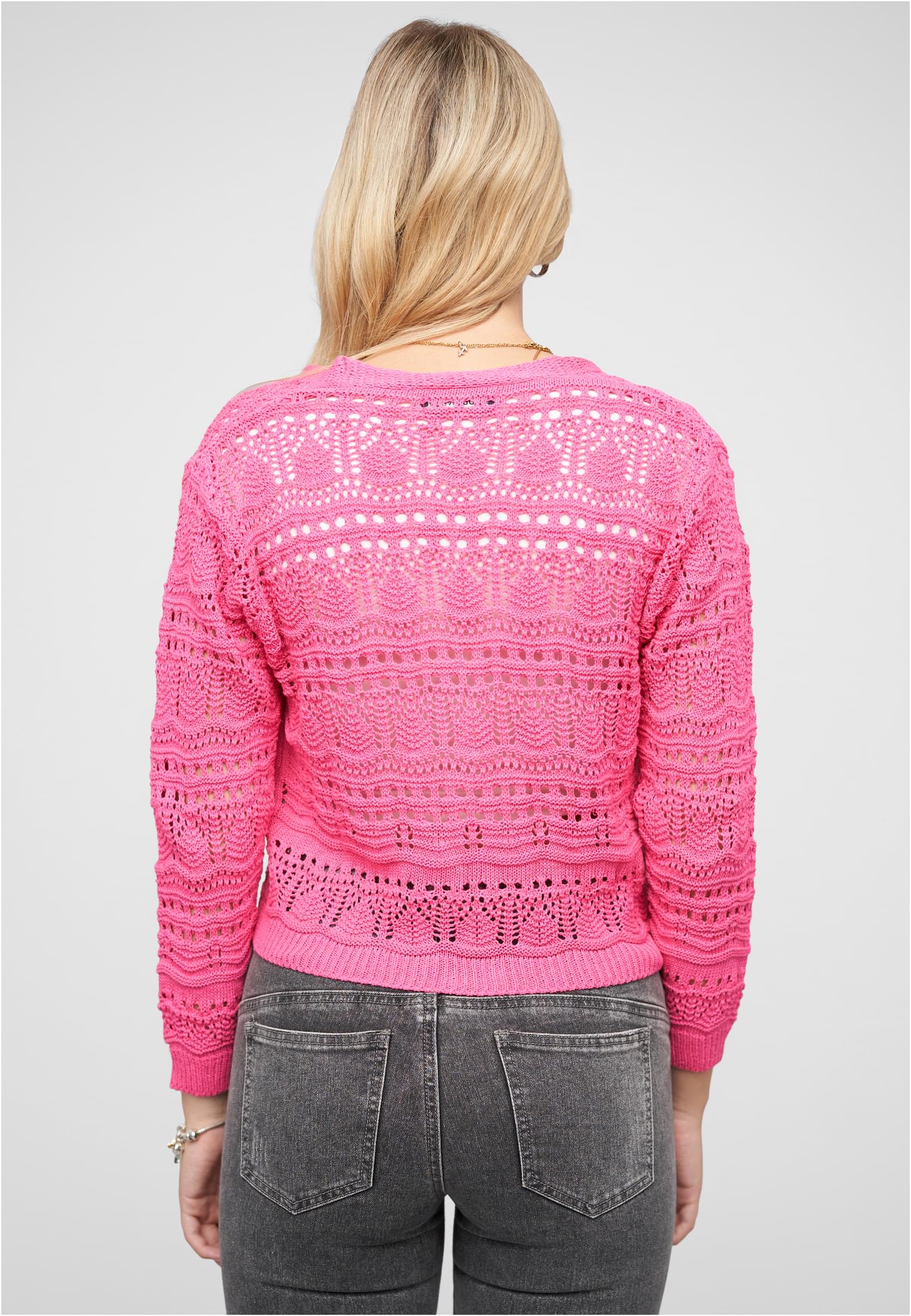 Cardigan mit Lochstrickmuster fuchsia L/XL - variant image 2