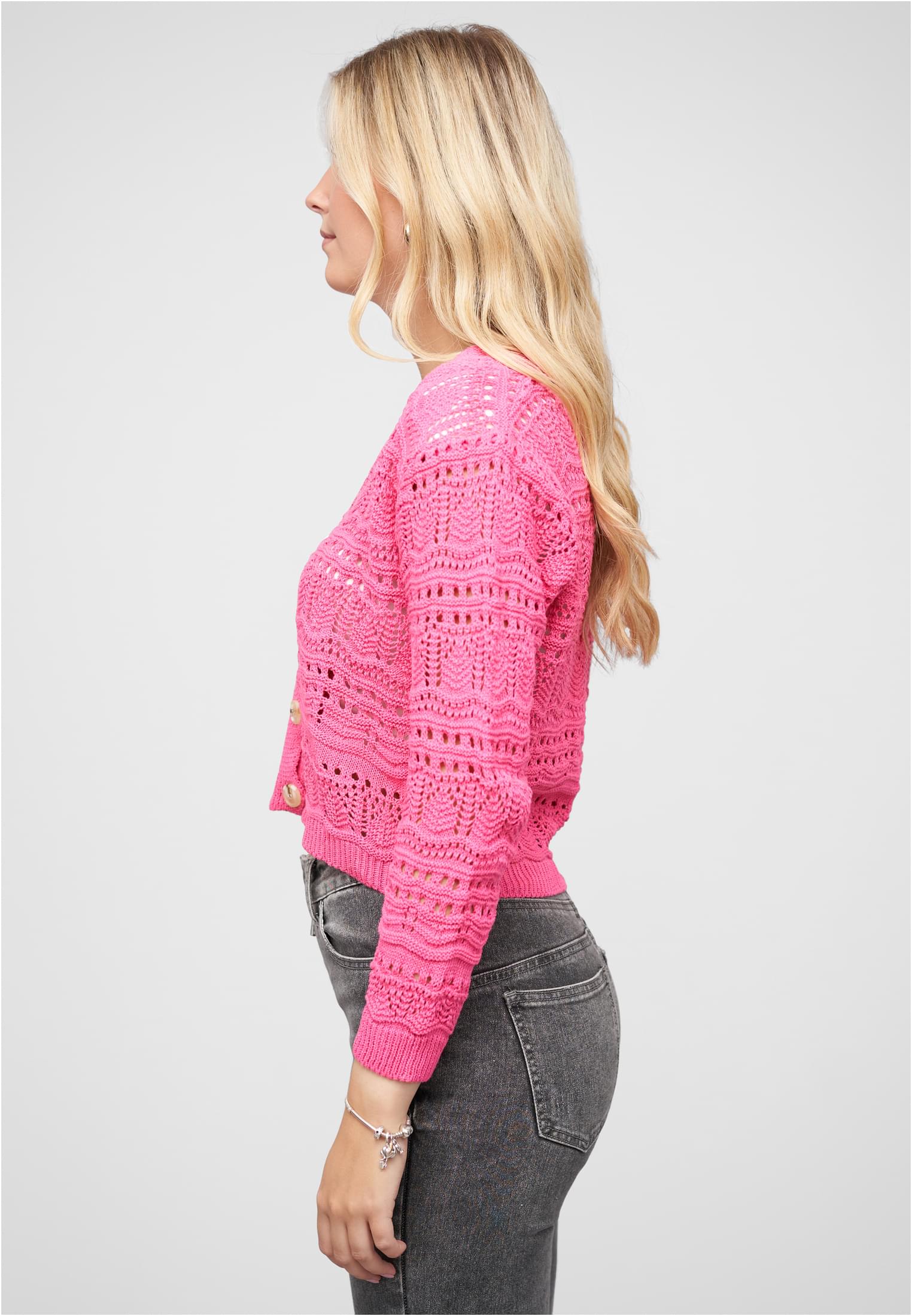 Cardigan mit Lochstrickmuster fuchsia L/XL - variant image 1