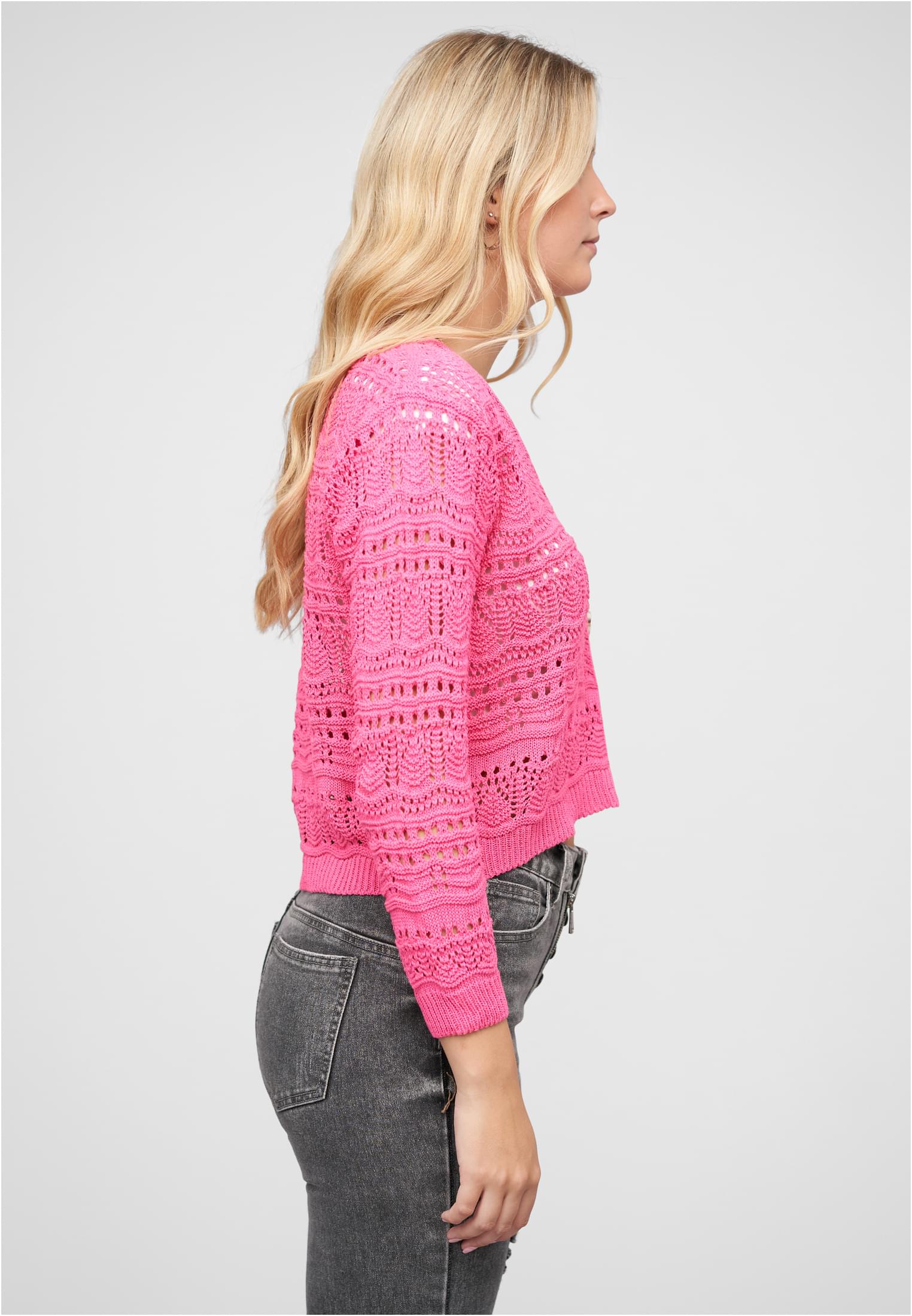 Cardigan mit Lochstrickmuster fuchsia L/XL - variant image 3